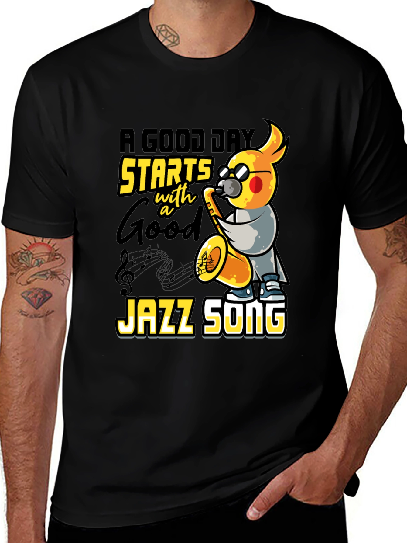 Variant 29 of Jazz Parrot T-Shirt - A Good Day Starts with Jazz