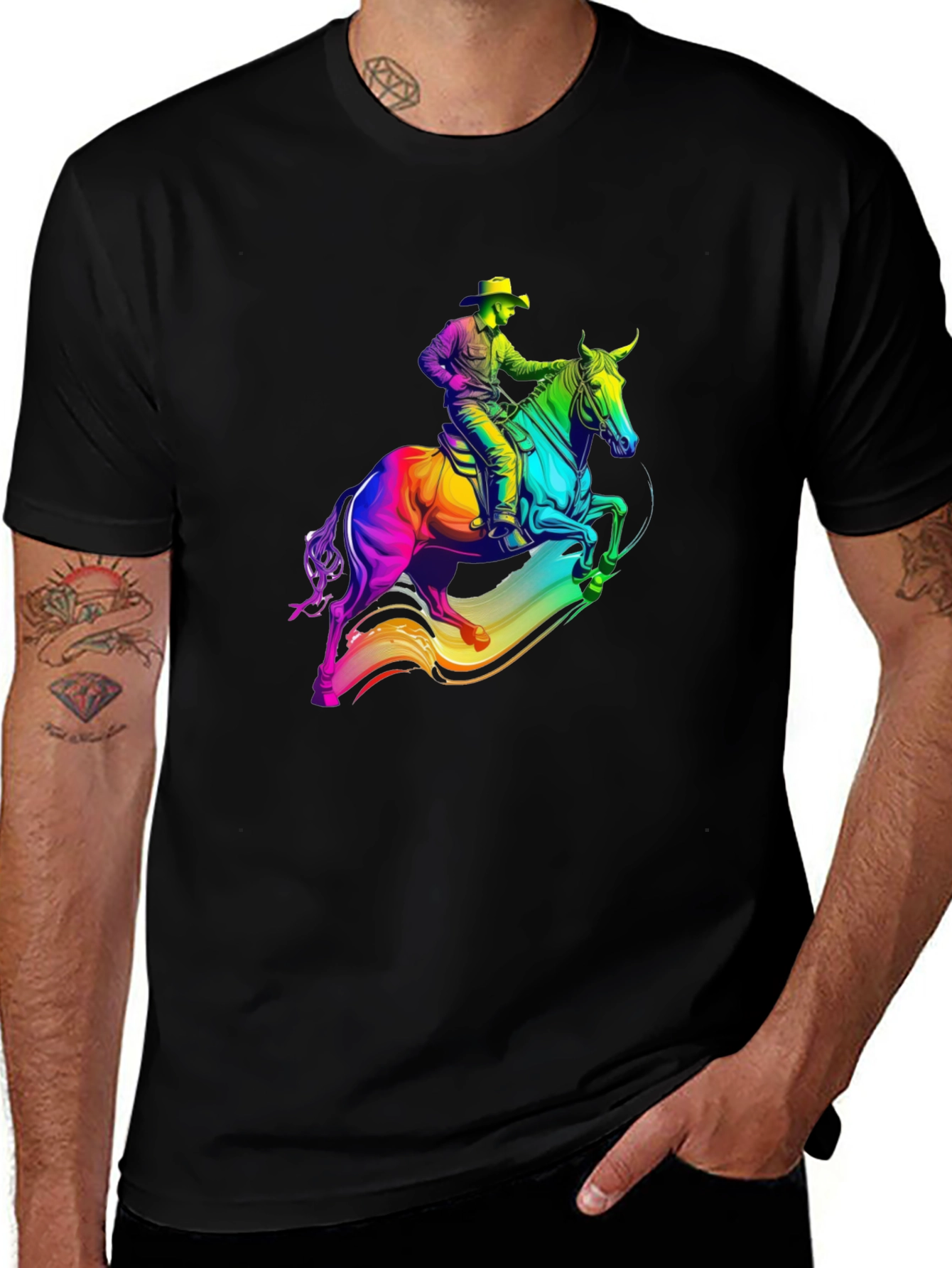 Variant 3 of Rainbow Cowboy Horse Graphic T-Shirt