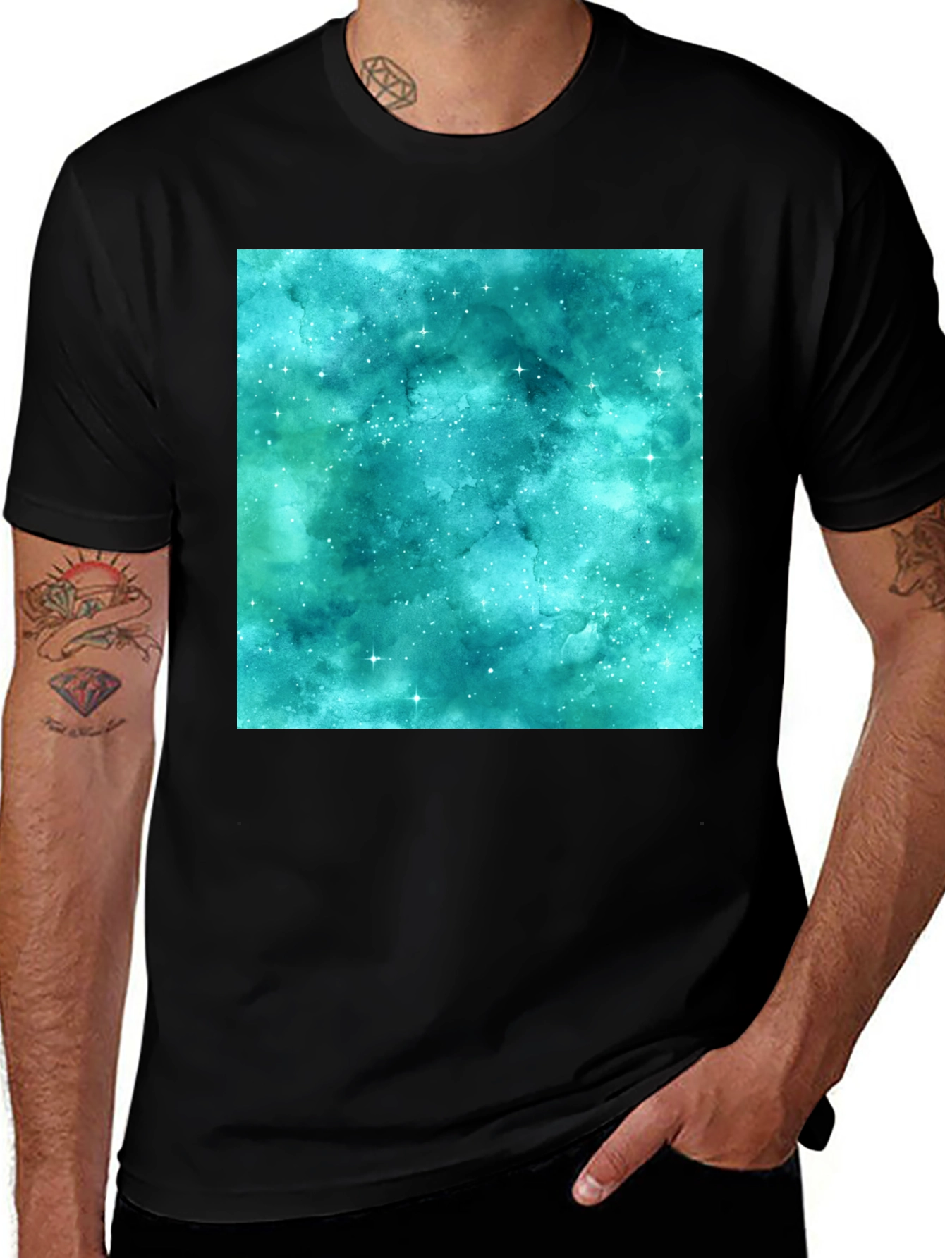 Variant 28 of Galaxy Dream Tee - Men's Black Crew Neck T-Shirt