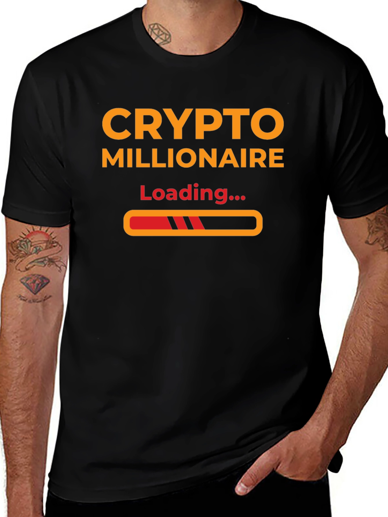 Variant 10 of Crypto Millionaire Loading T-Shirt - Black, Stylish, and Trendy!
