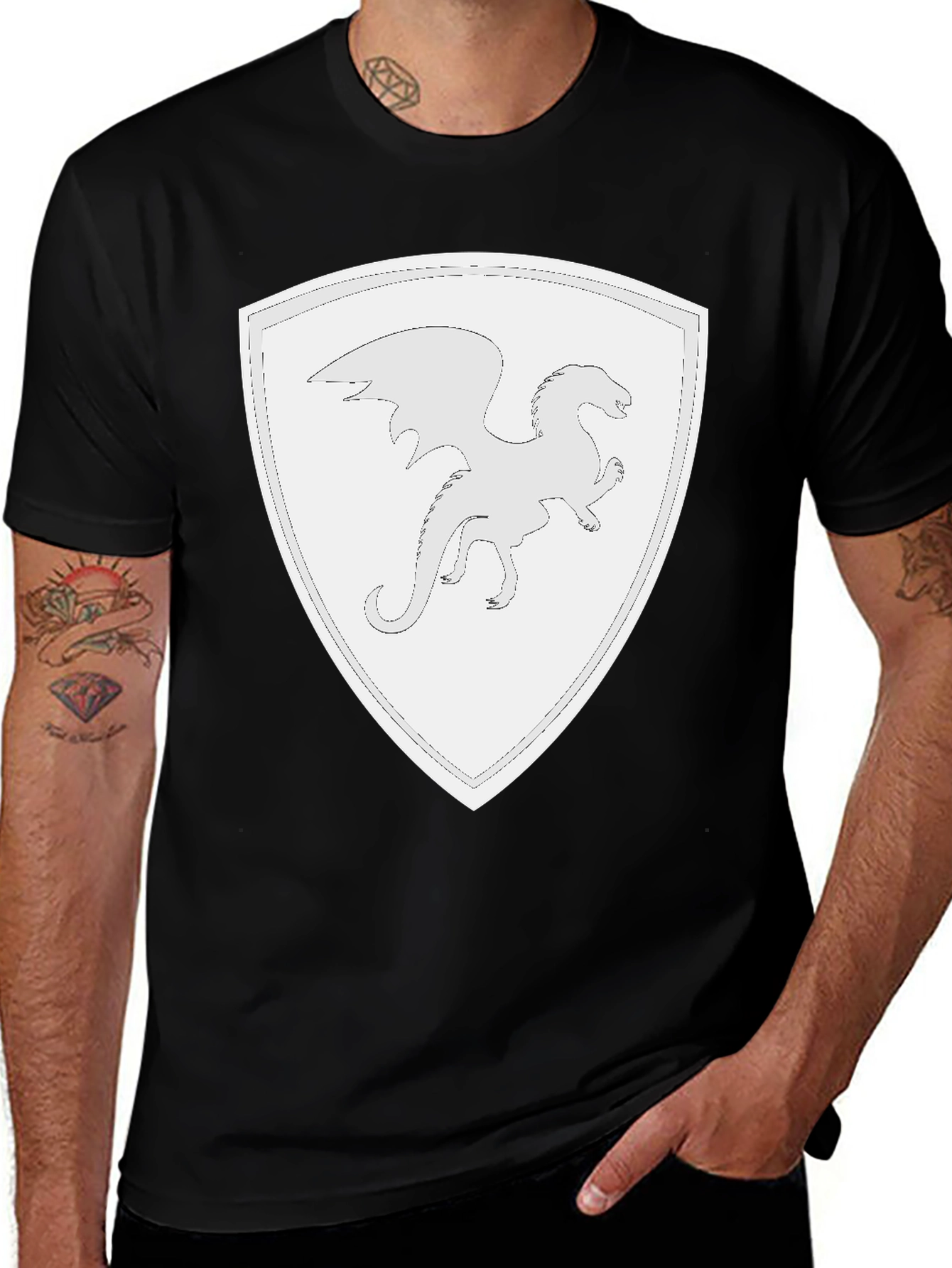 Variant 8 of Dragon Shield Black T-Shirt - Fantasy Tee