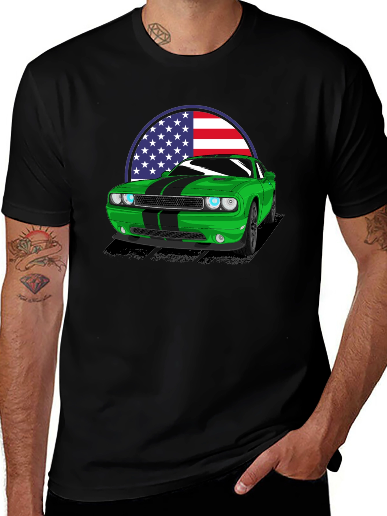 American Muscle Car T-Shirt - Green Challenger