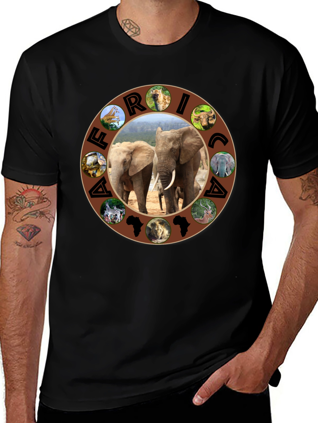 Africa Wildlife T-Shirt - Round Animal Design