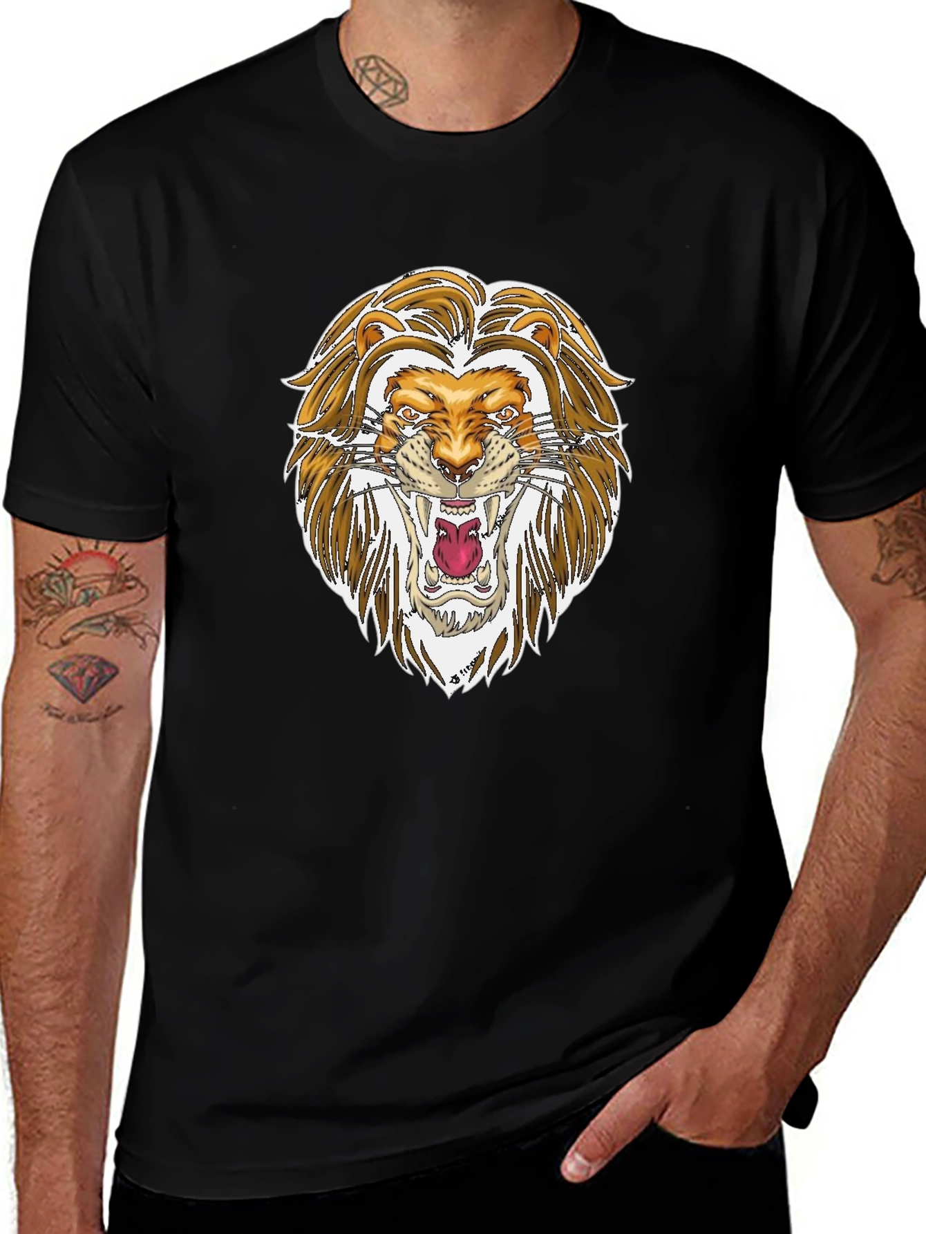 Variant 10 of Lion Graphic Black T-Shirt | Bold Animal Print Tee