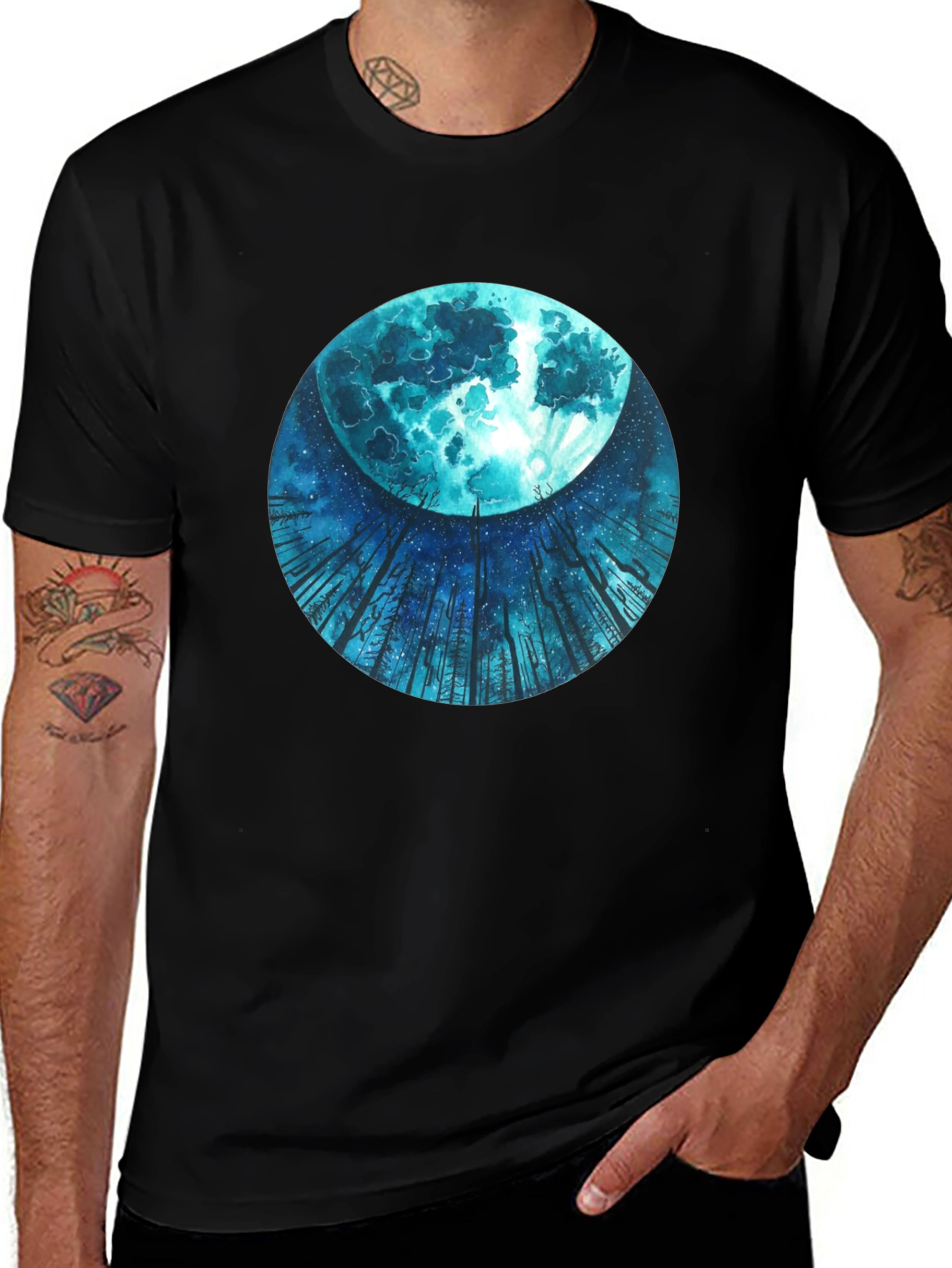 Variant 10 of Mystic Moon Black Tee - Unique Graphic Print