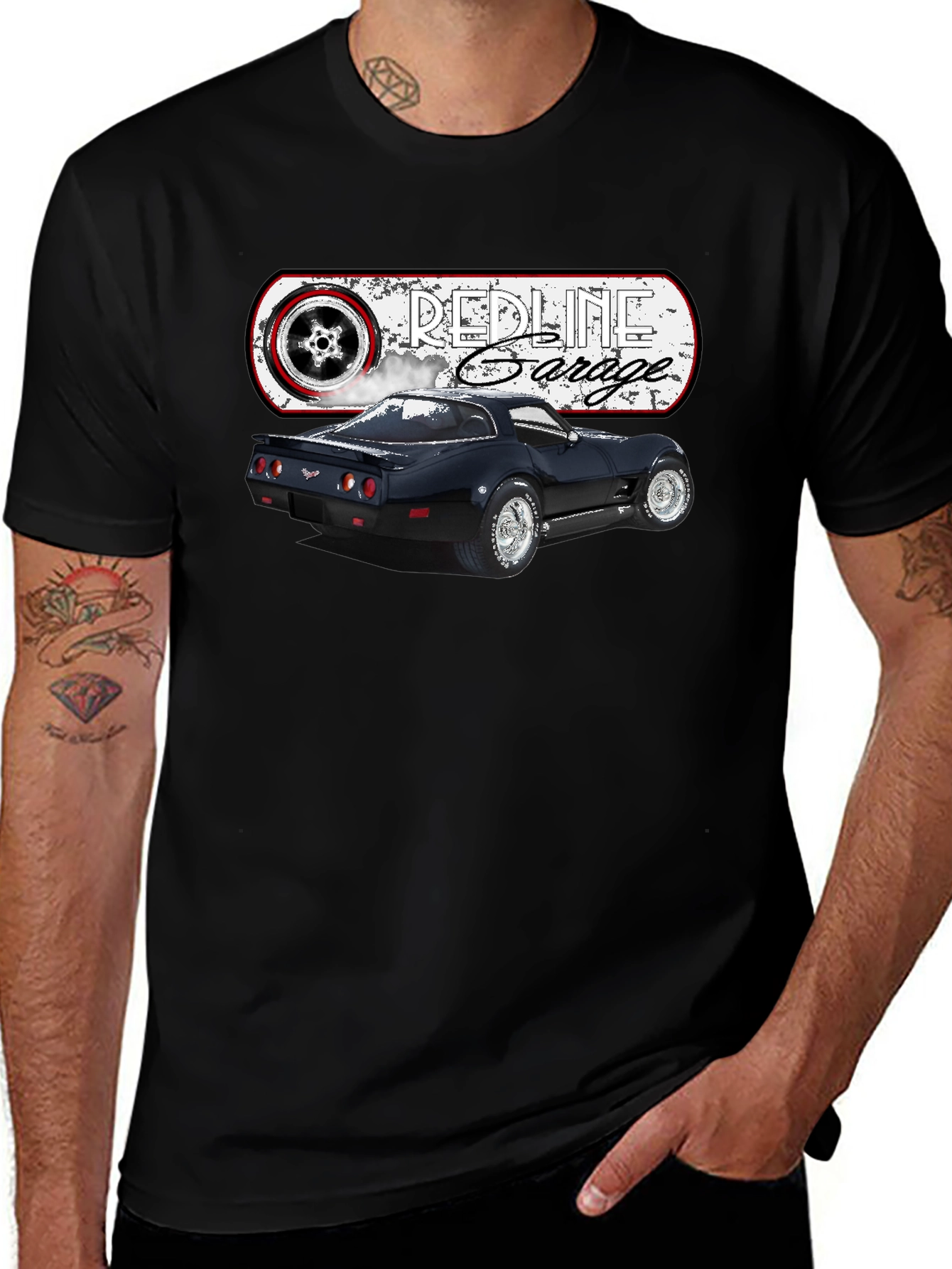 Variant 27 of Redline Garage Corvette T-Shirt - Black