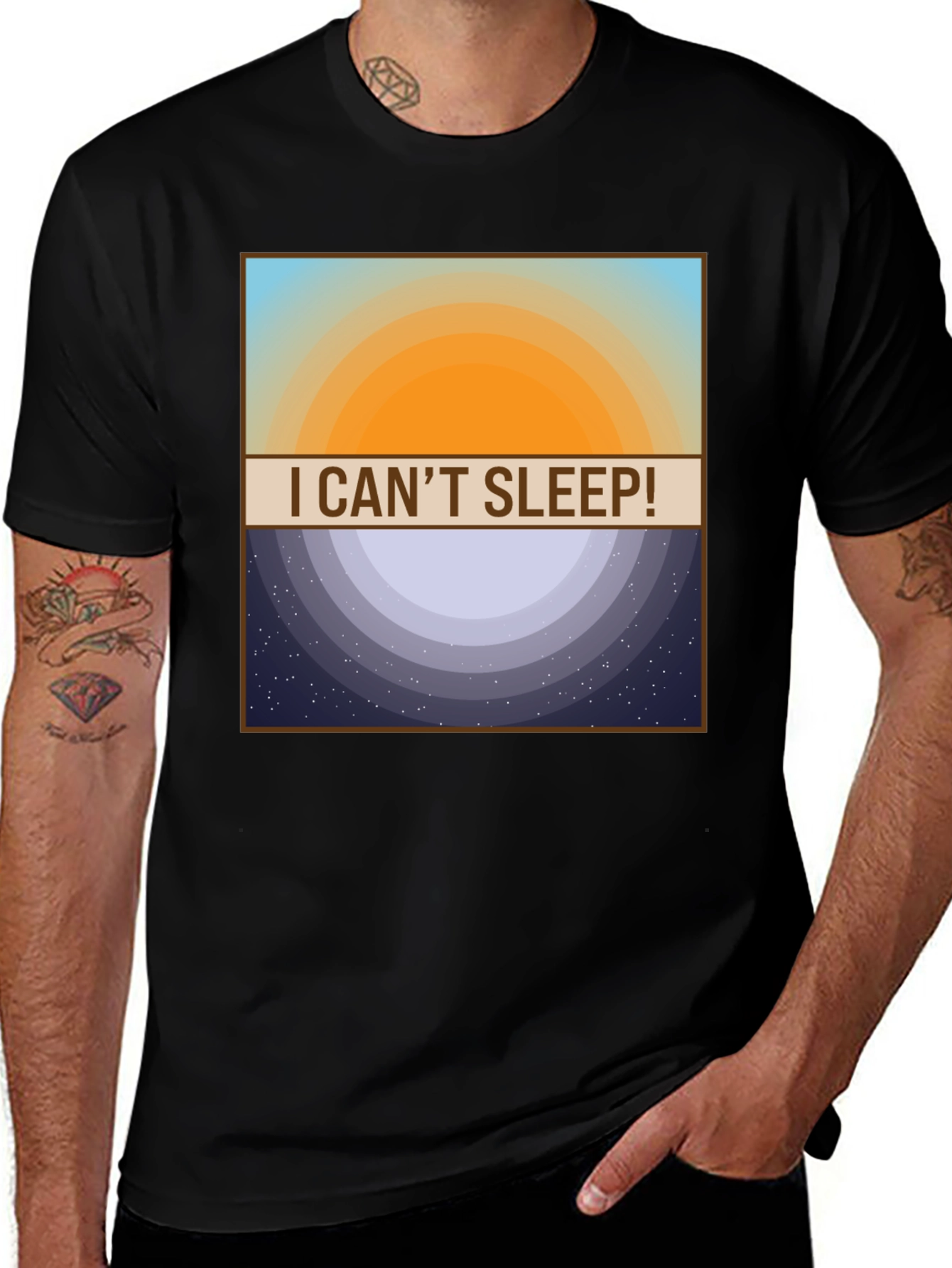Variant 2 of I Can't Sleep! T-Shirt - Day and Night Design