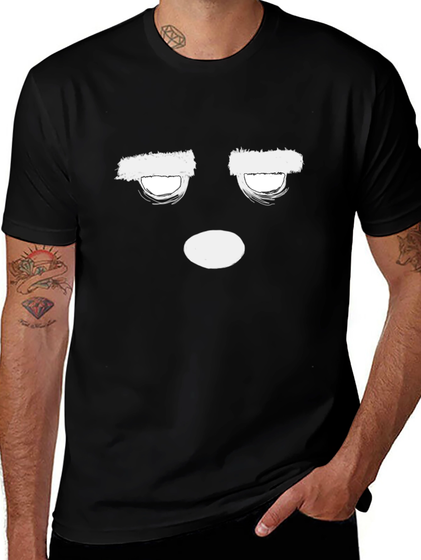 Variant 3 of Funny Graphic Print Tee: Moody Face Design