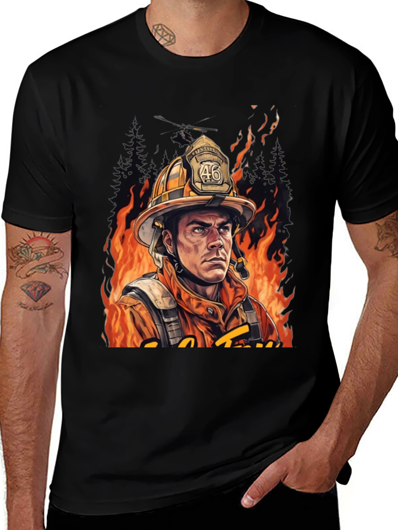 Variant 2 of Firefighter Graphic T-Shirt - Courage Under Fire