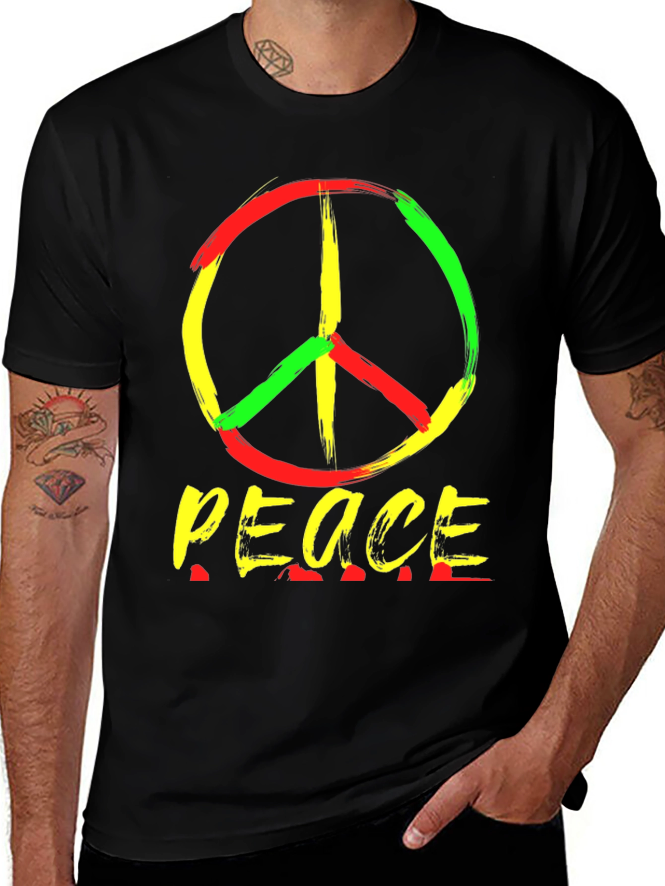 Variant 9 of Rasta Peace Sign T-Shirt - Reggae Style