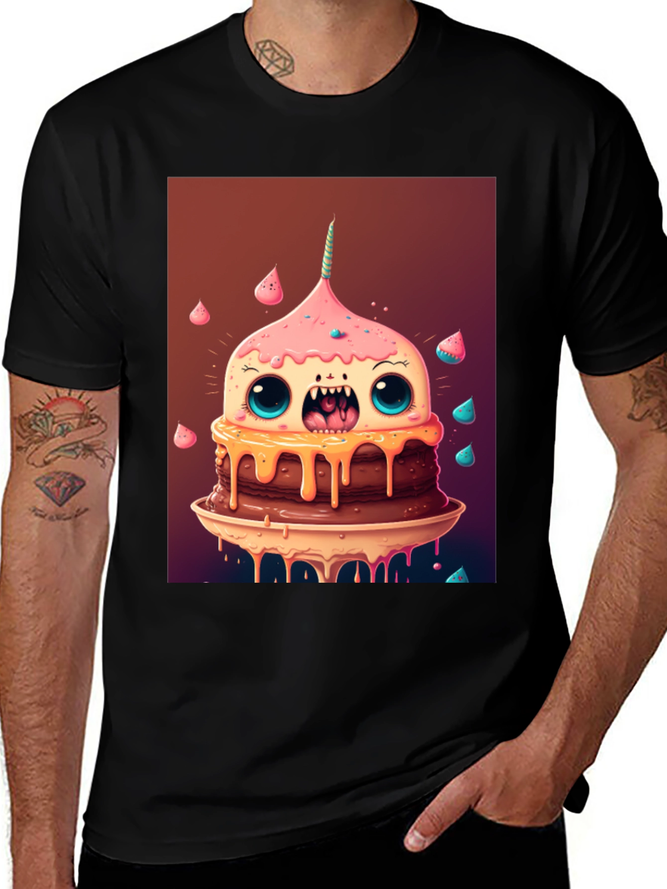 Variant 22 of Monster Cake Graphic Tee - Unique Cartoon T-Shirt