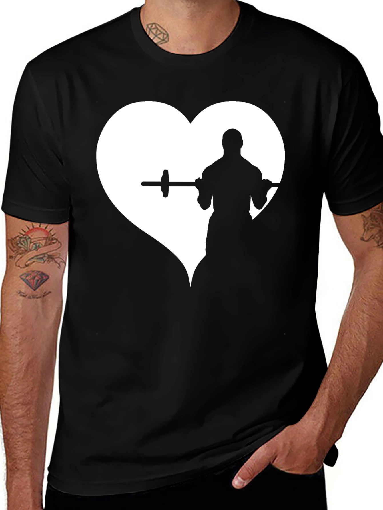 Variant 20 of Weightlifting Heart T-Shirt - Black