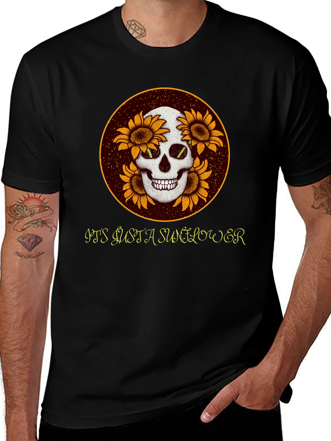 Variant 28 of Skull & Sunflower Graphic Tee - Unique Casual Wear