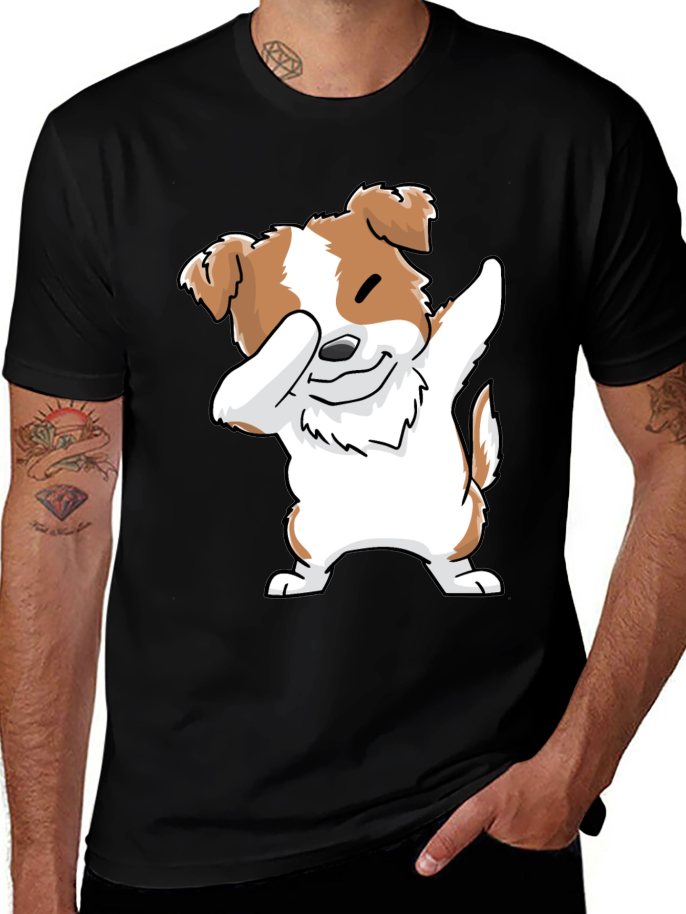 Variant 12 of Dabbing Dog Graphic Tee - Men's Black T-Shirt
