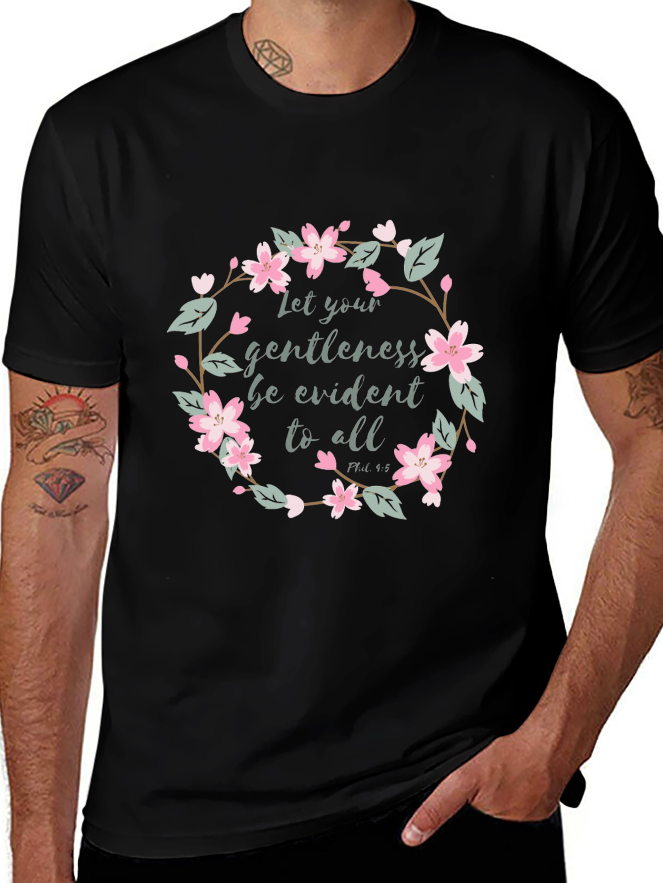 Gentleness Floral T-Shirt - Phil 4:5