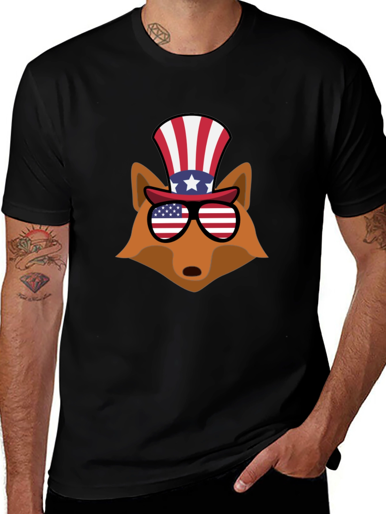 Variant 5 of Patriotic Fox Graphic Tee - USA Celebration