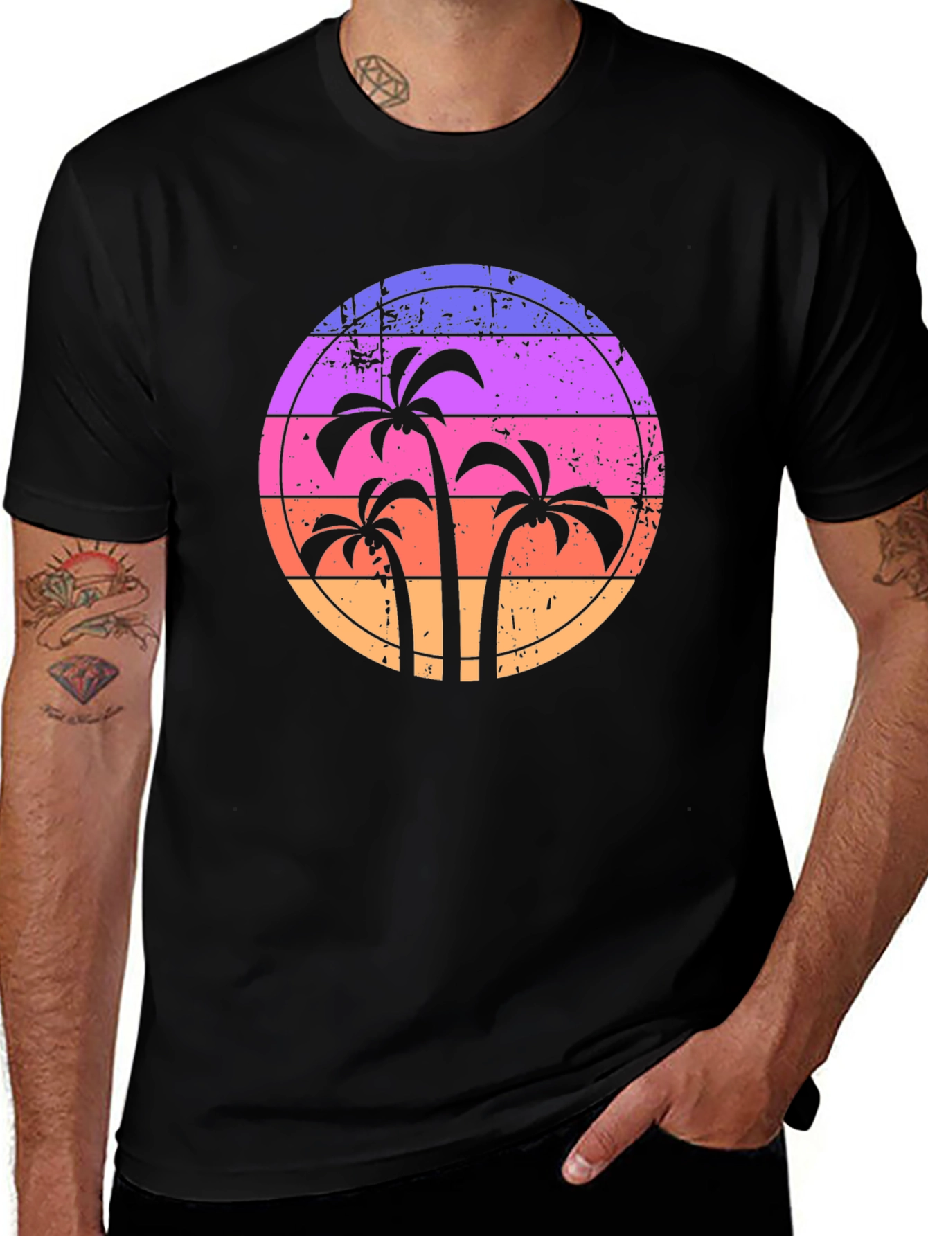 Variant 10 of Retro Sunset Palm Tree Graphic Tee