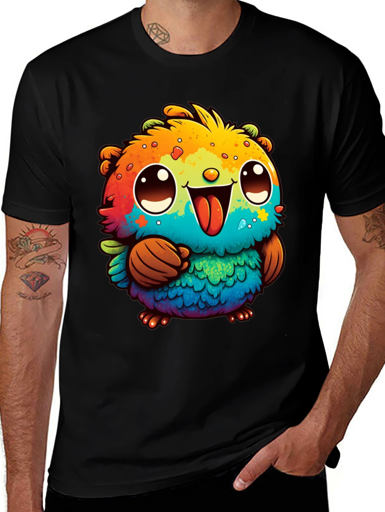 Variant 10 of Rainbow Owl Cartoon Graphic Tee