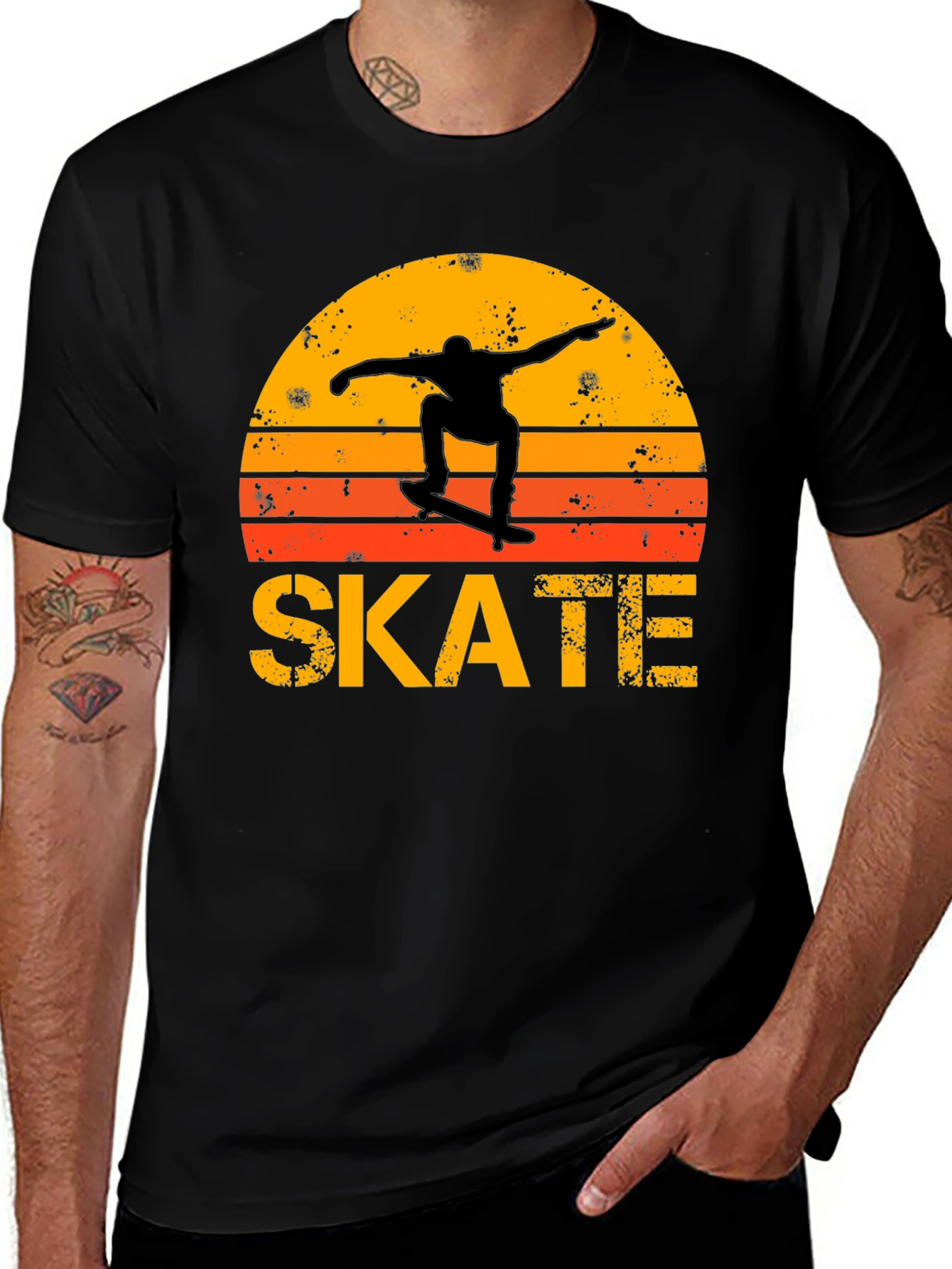 Variant 26 of Retro Skate T-Shirt - Sunset Skater Design