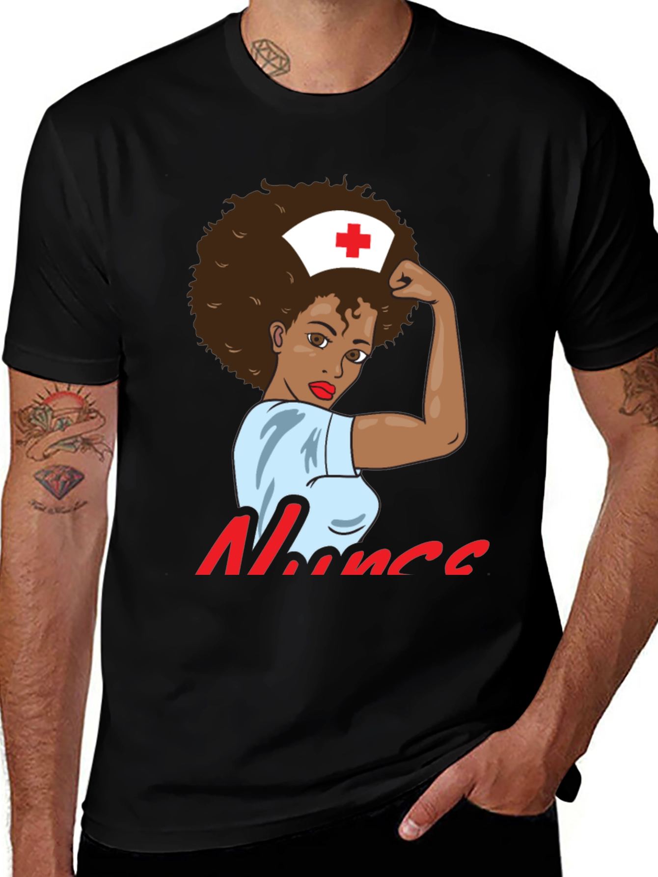 Variant 26 of Empowered Nurse T-Shirt - Black