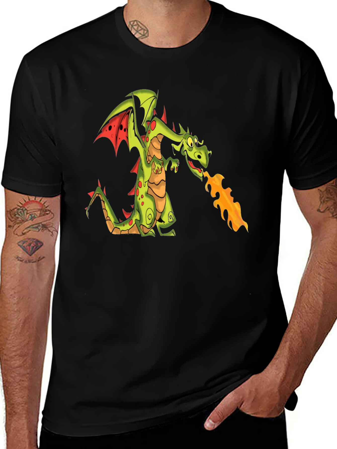 Black T-Shirt with Dragon Graphic