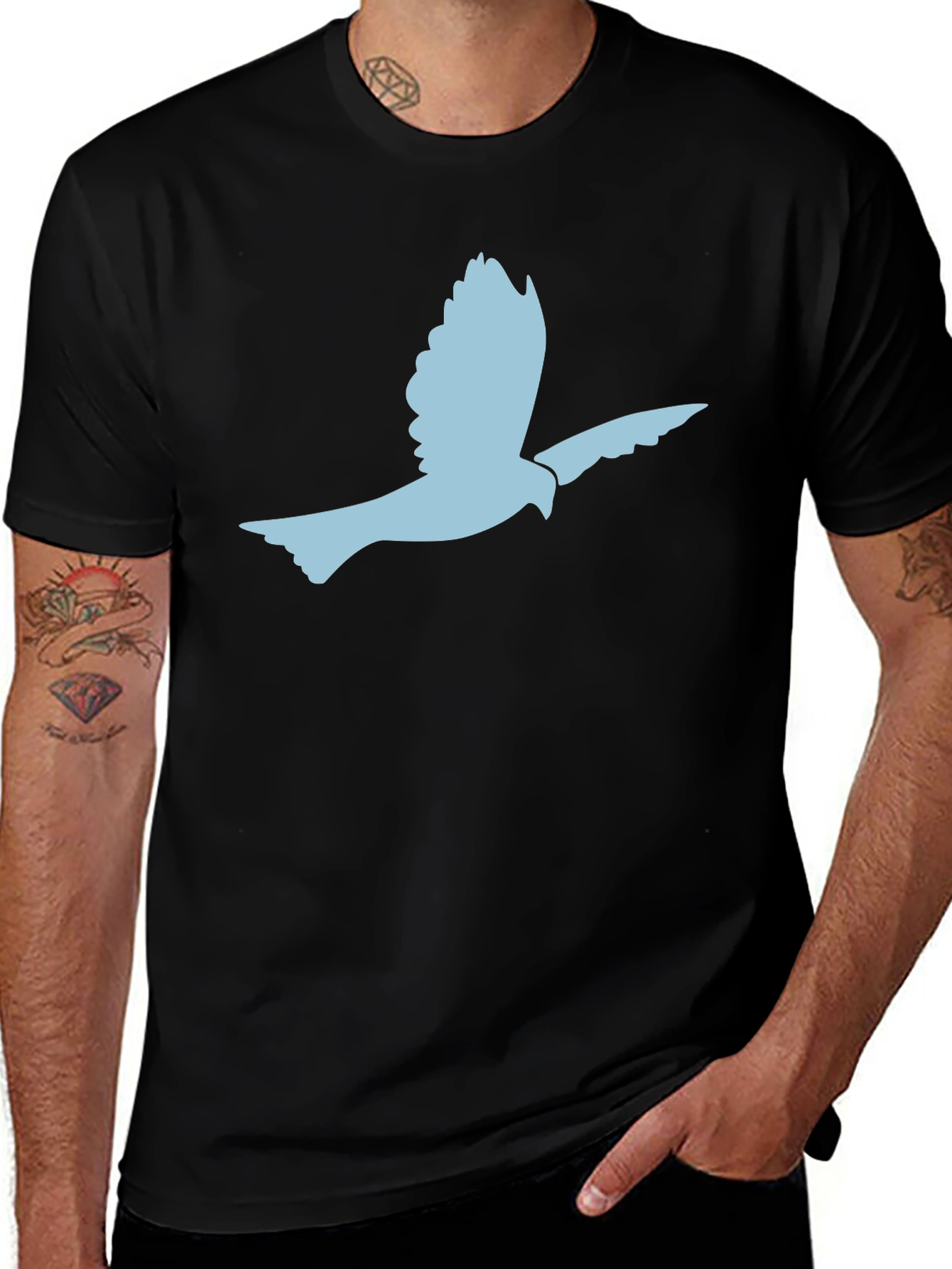 Variant 6 of Peace Dove Graphic Black Tee