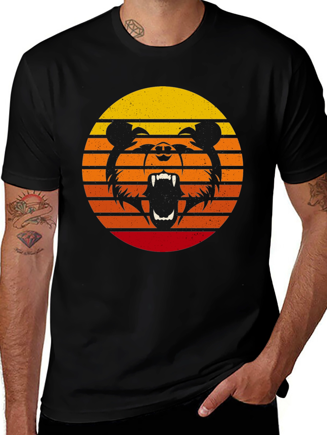 Variant 23 of Retro Sunset Bear Graphic T-Shirt
