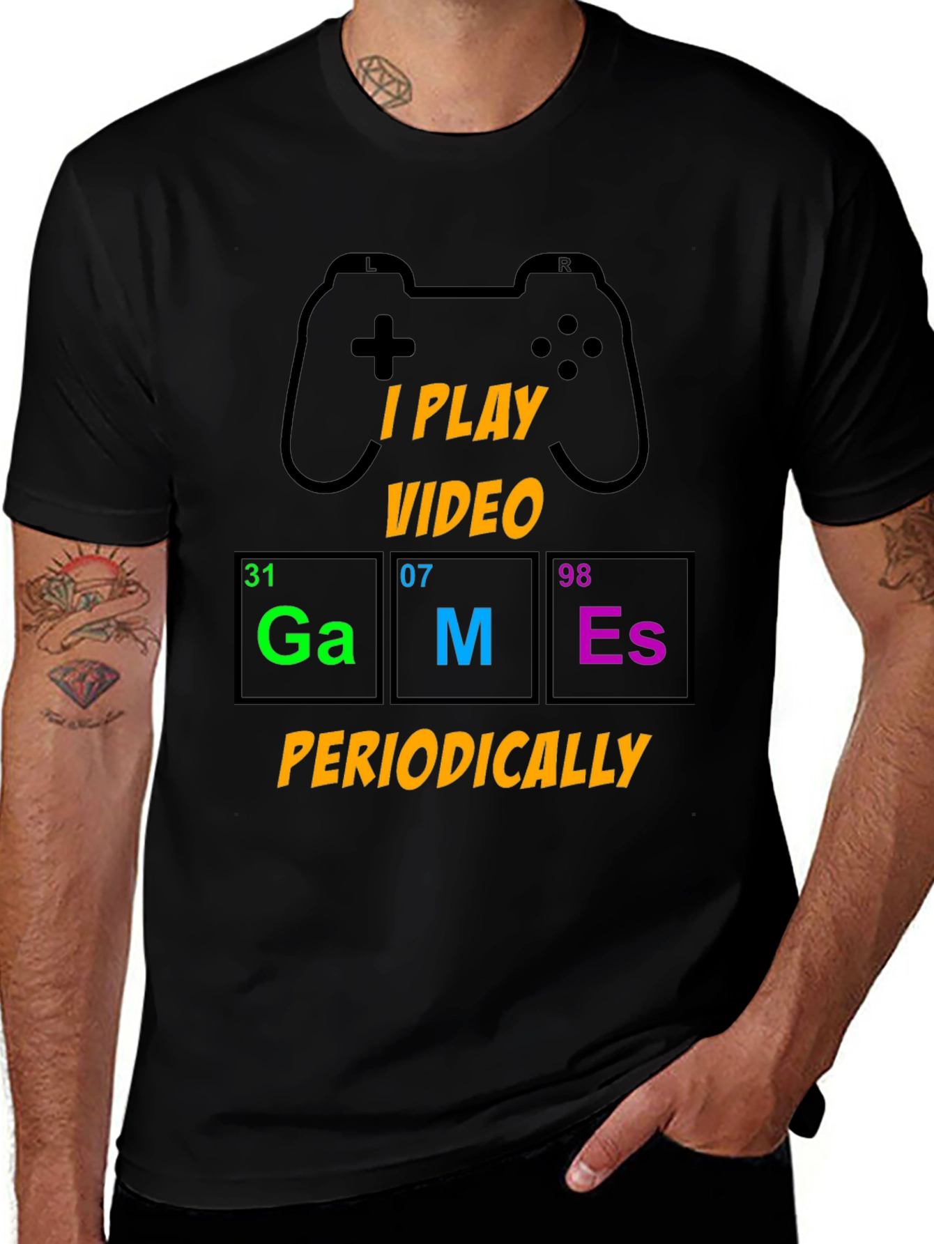 Variant 15 of I Play Video Games Periodically Men's Black T-Shirt