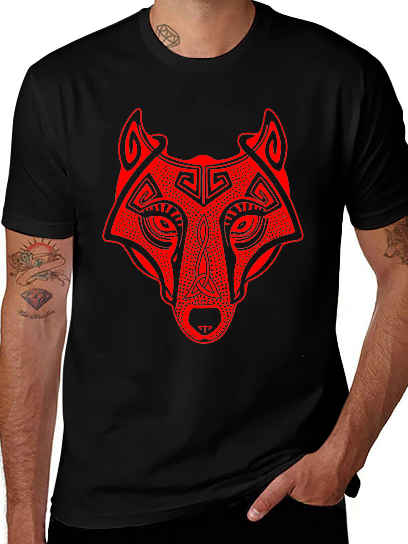 Variant 18 of Wolf Graphic Print Tee - Black