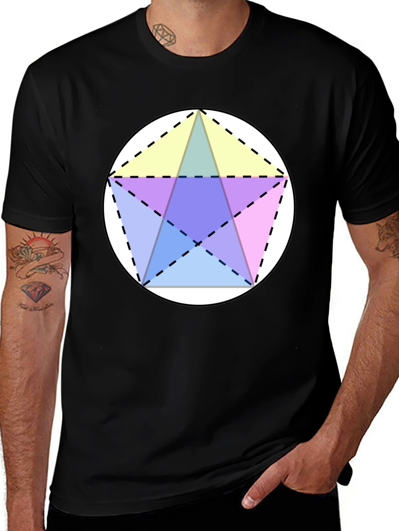 Variant 11 of Geometric Star T-Shirt - Black