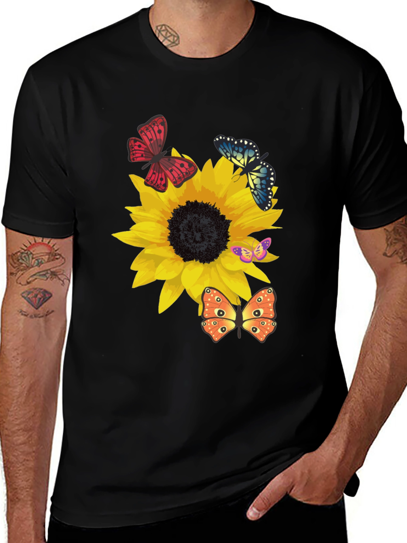 Variant 2 of Sunflower & Butterfly Graphic Tee