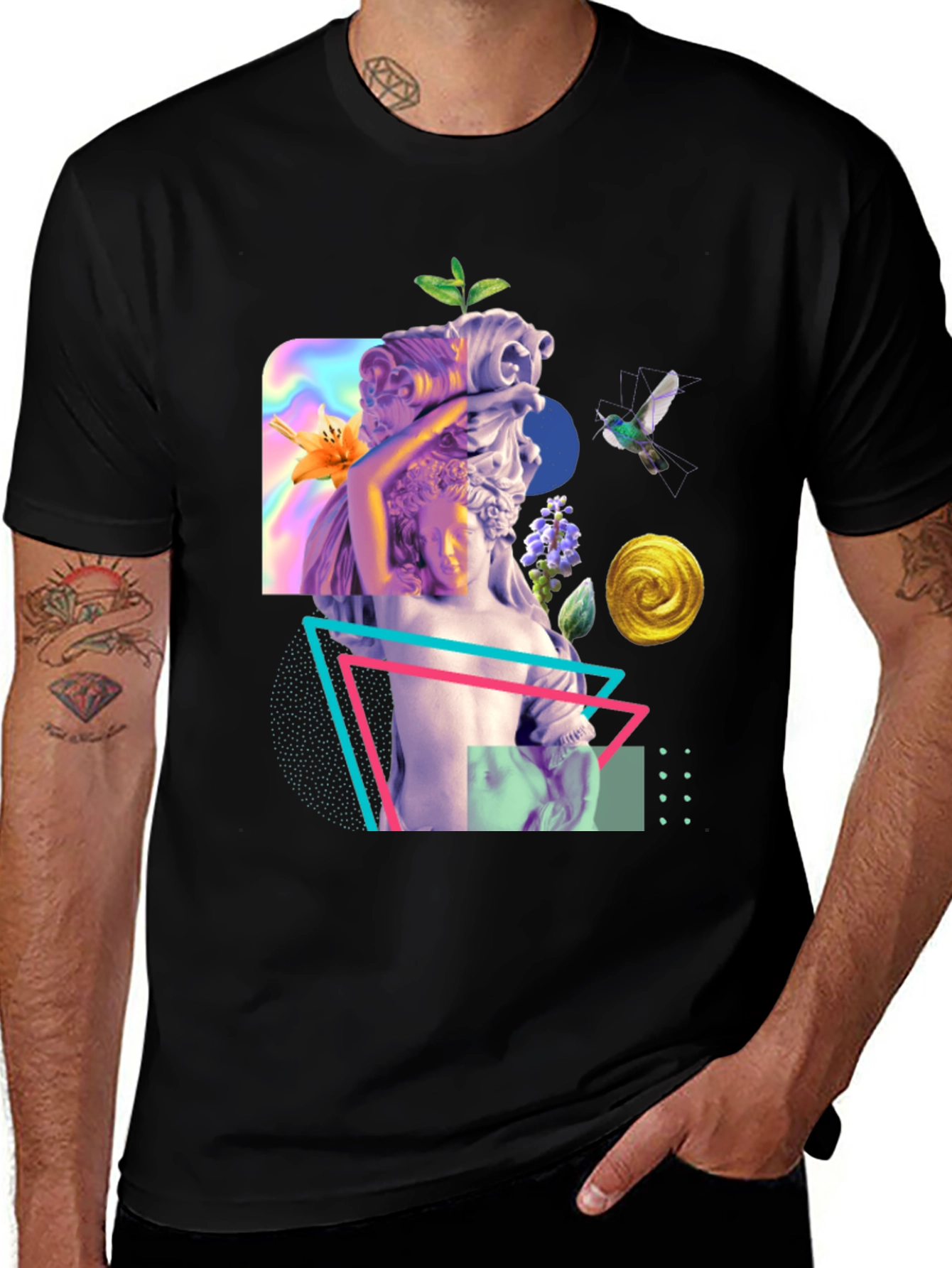 Variant 16 of Statue Graphic Print Crew Neck T-Shirt