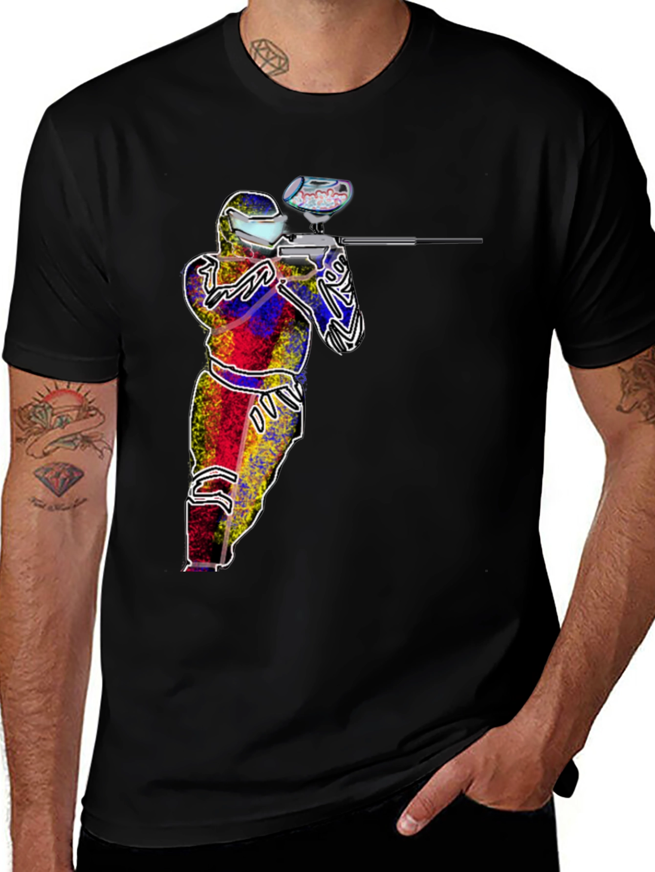 Variant 28 of Paintball Player Graphic Tee - Black