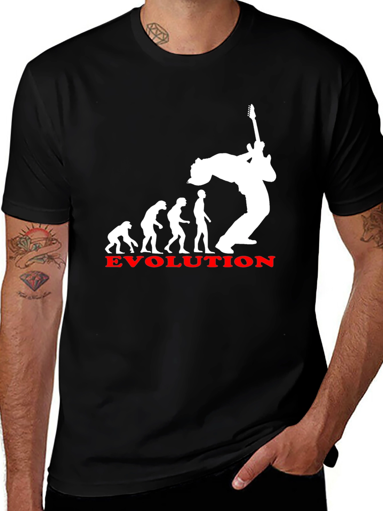 Black Evolution of Rock T-Shirt - Black Cotton Tee main image
