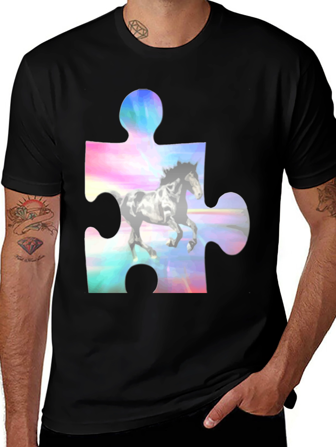 Variant 23 of Horse Puzzle Piece Graphic T-Shirt