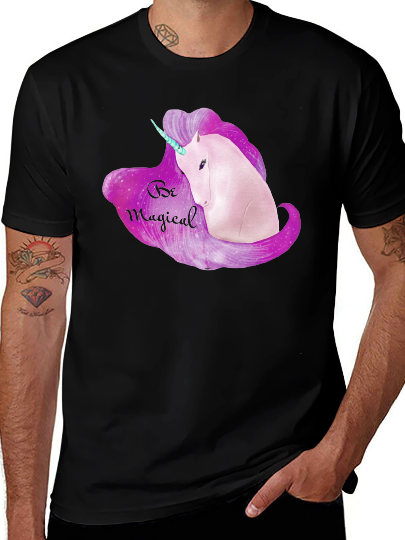Variant 17 of Magical Unicorn Black T-Shirt