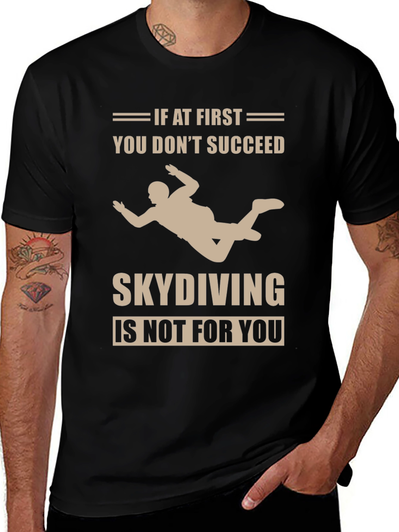 Black Skydiving Funny Graphic T-Shirt main image
