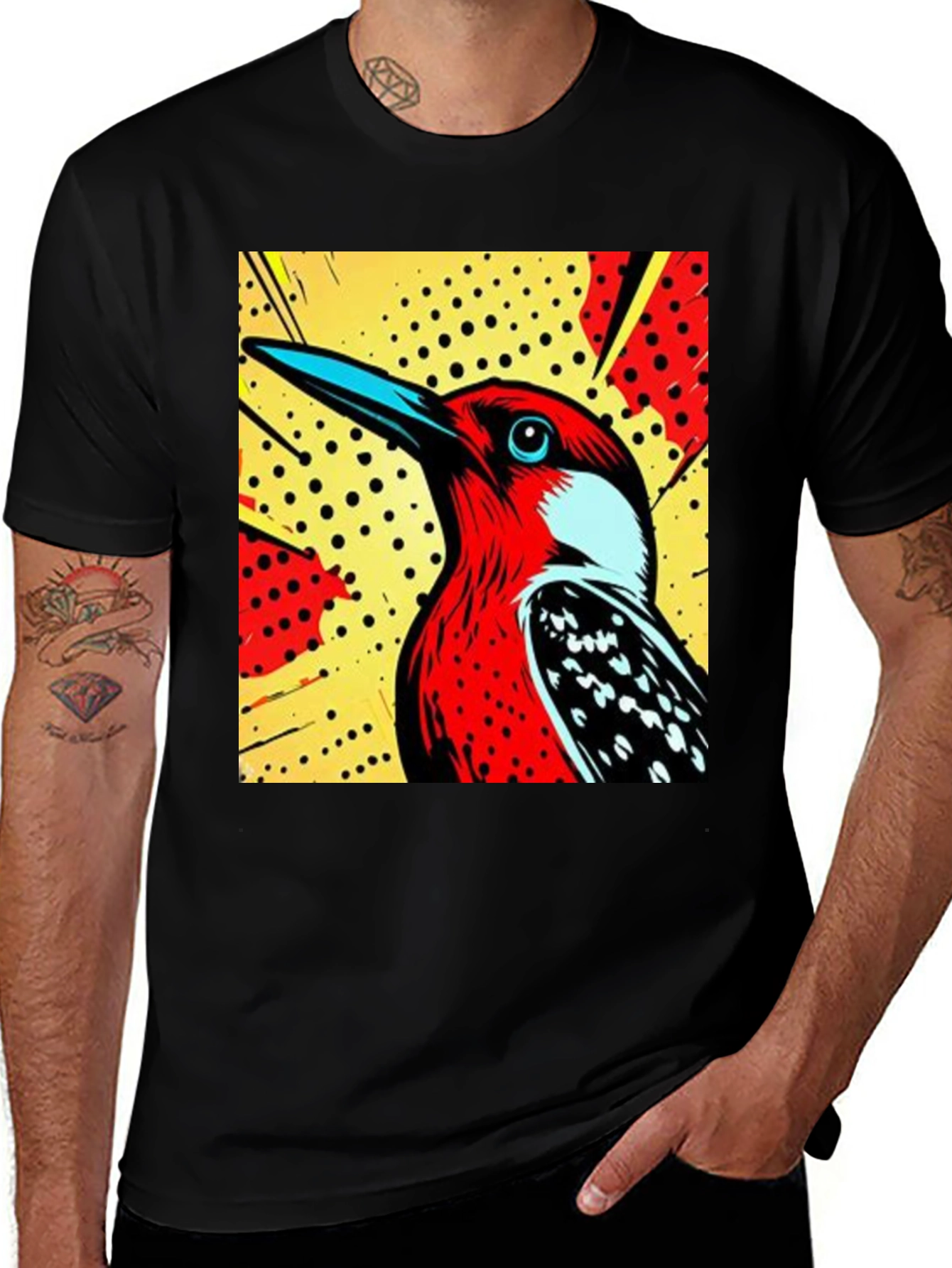 Pop Art Woodpecker Graphic T-Shirt
