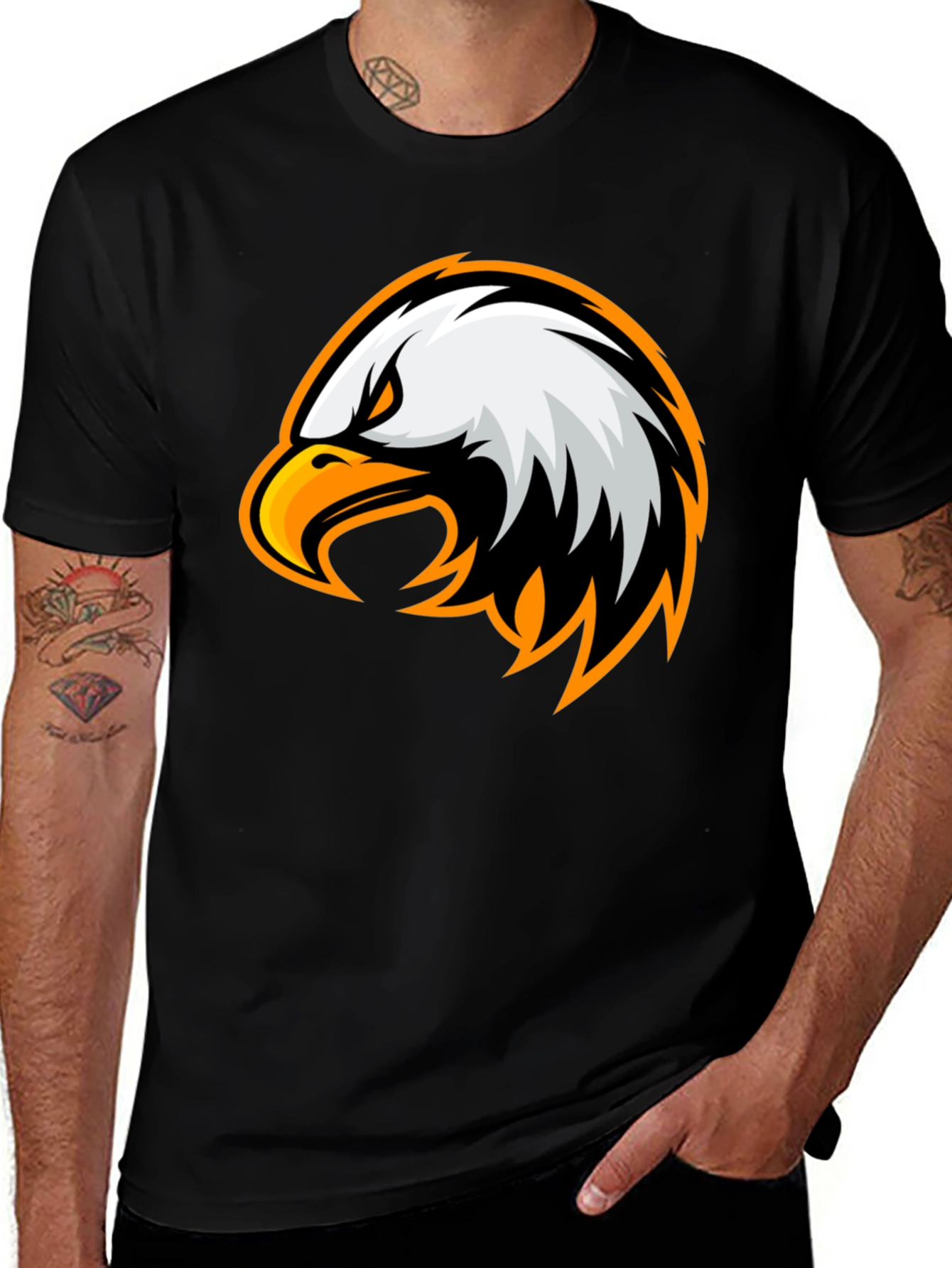 Variant 10 of Bold Eagle Graphic T-Shirt - Black Cotton Tee