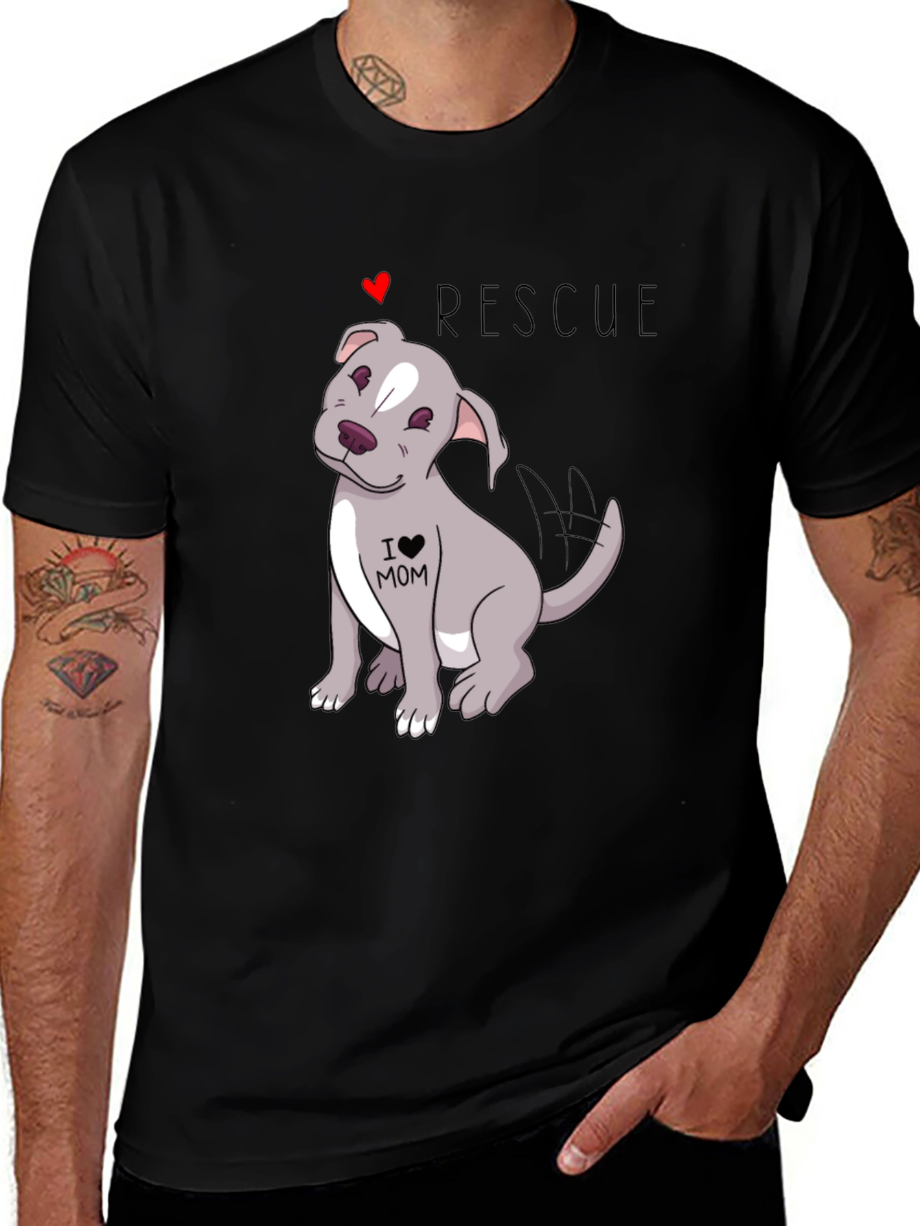 Rescue Dog Lover T-Shirt - I Heart Mom
