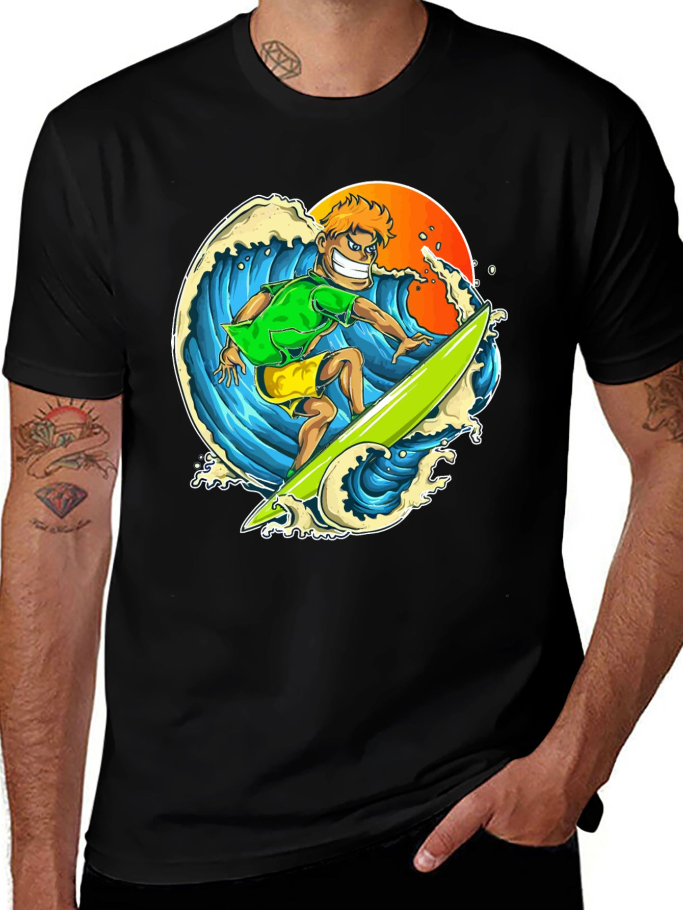 Variant 28 of Surfer Graphic T-Shirt - Ride the Wave in Style!