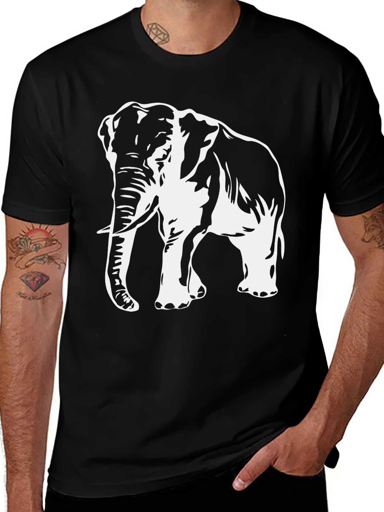 Variant 11 of Elephant Graphic Tee - Men's Black T-Shirt