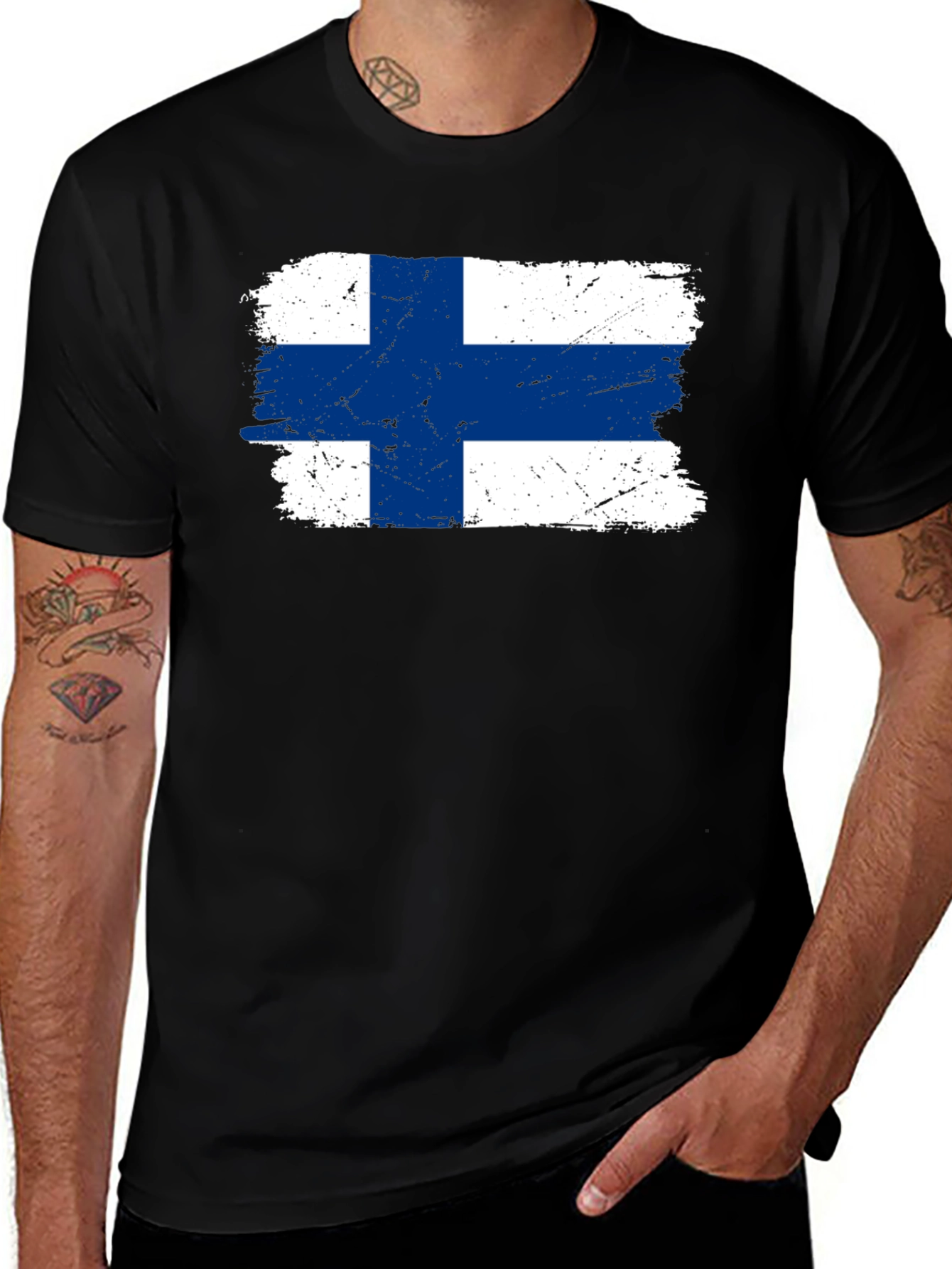 Finland Flag Distressed T-Shirt