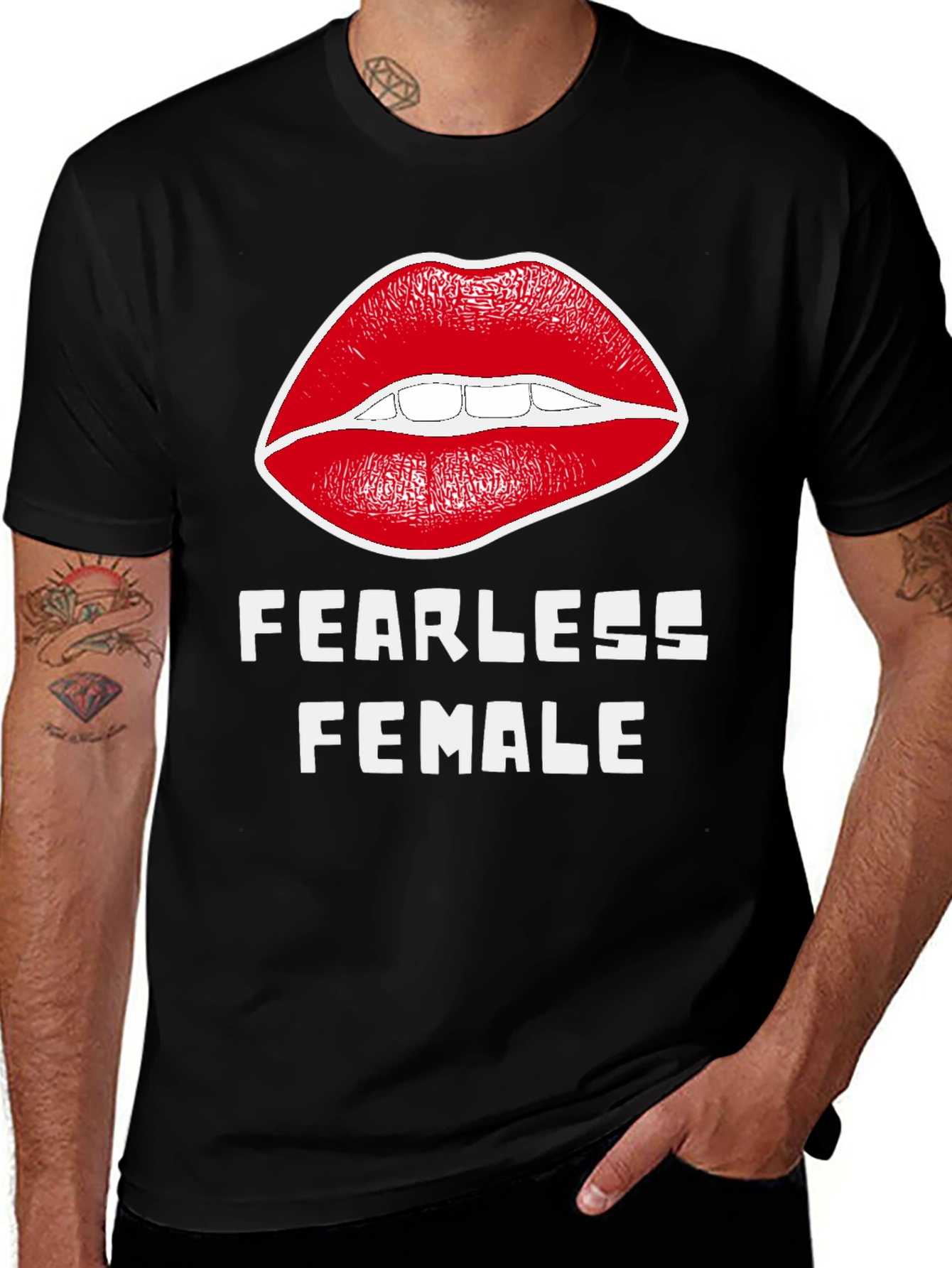 Variant 2 of Fearless Female Graphic T-Shirt - Bold Lip Design
