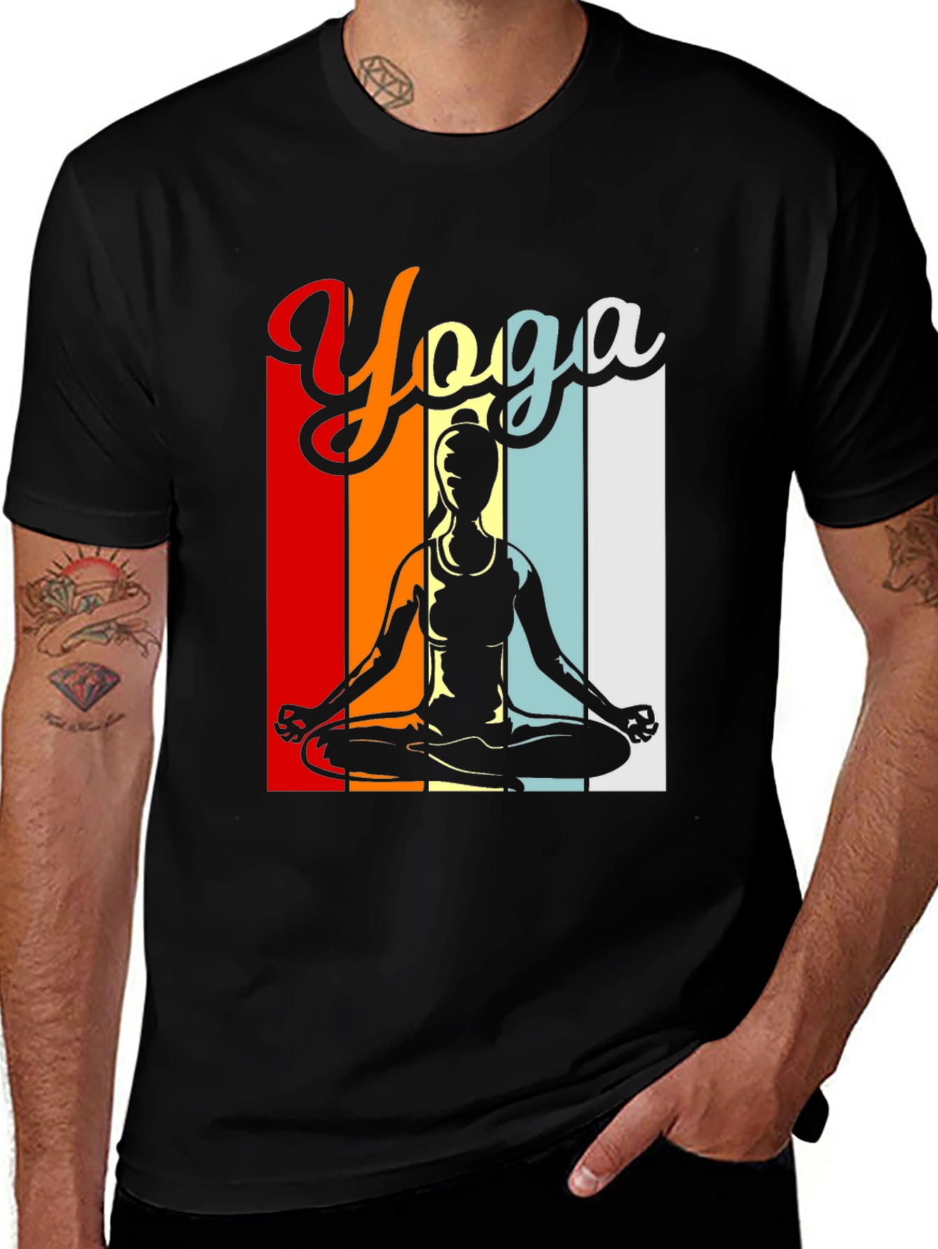 Variant 4 of Yoga Silhouette Retro Style T-Shirt