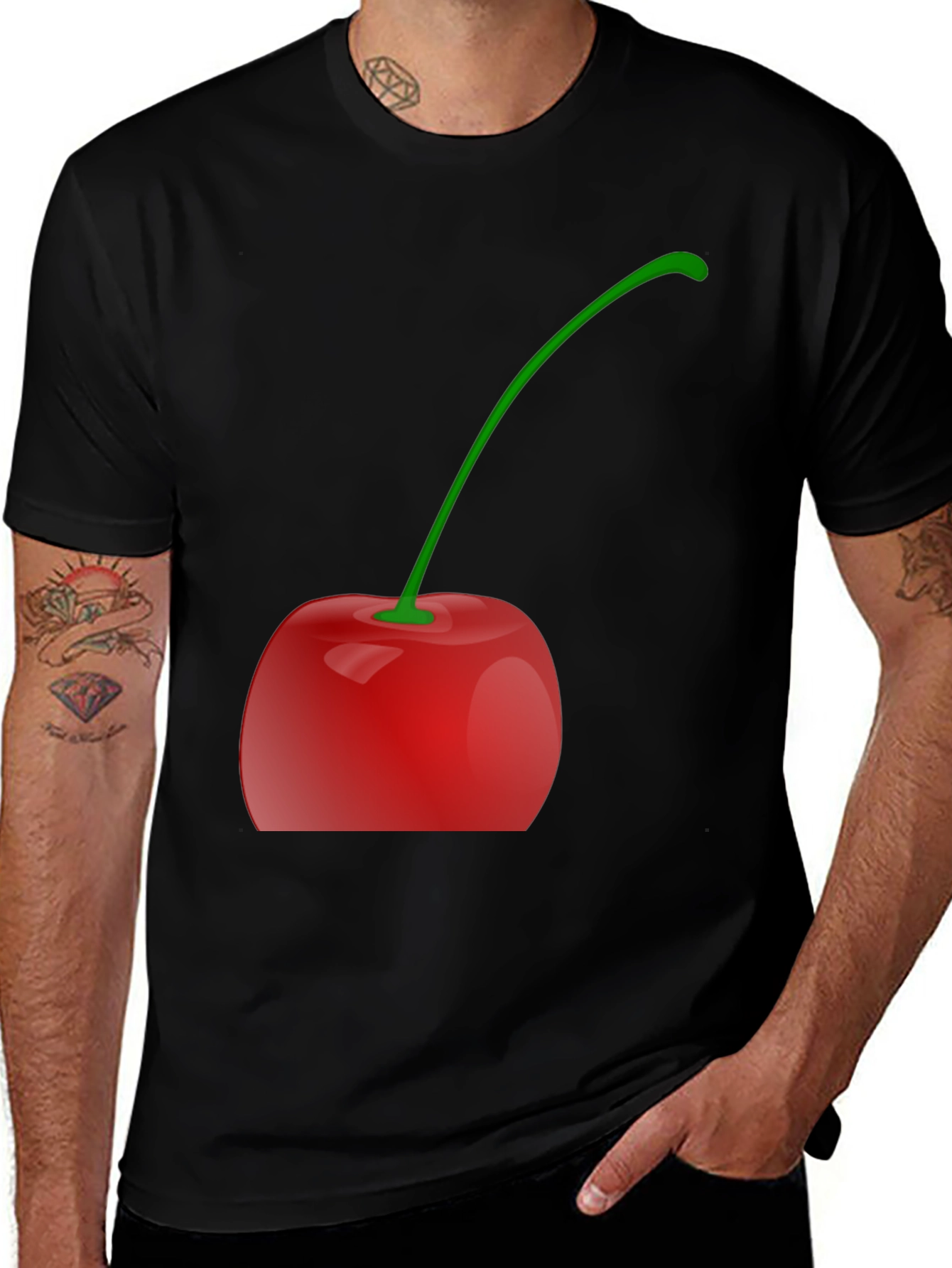 Variant 12 of Cherry Graphic T-Shirt - Black Cotton Tee