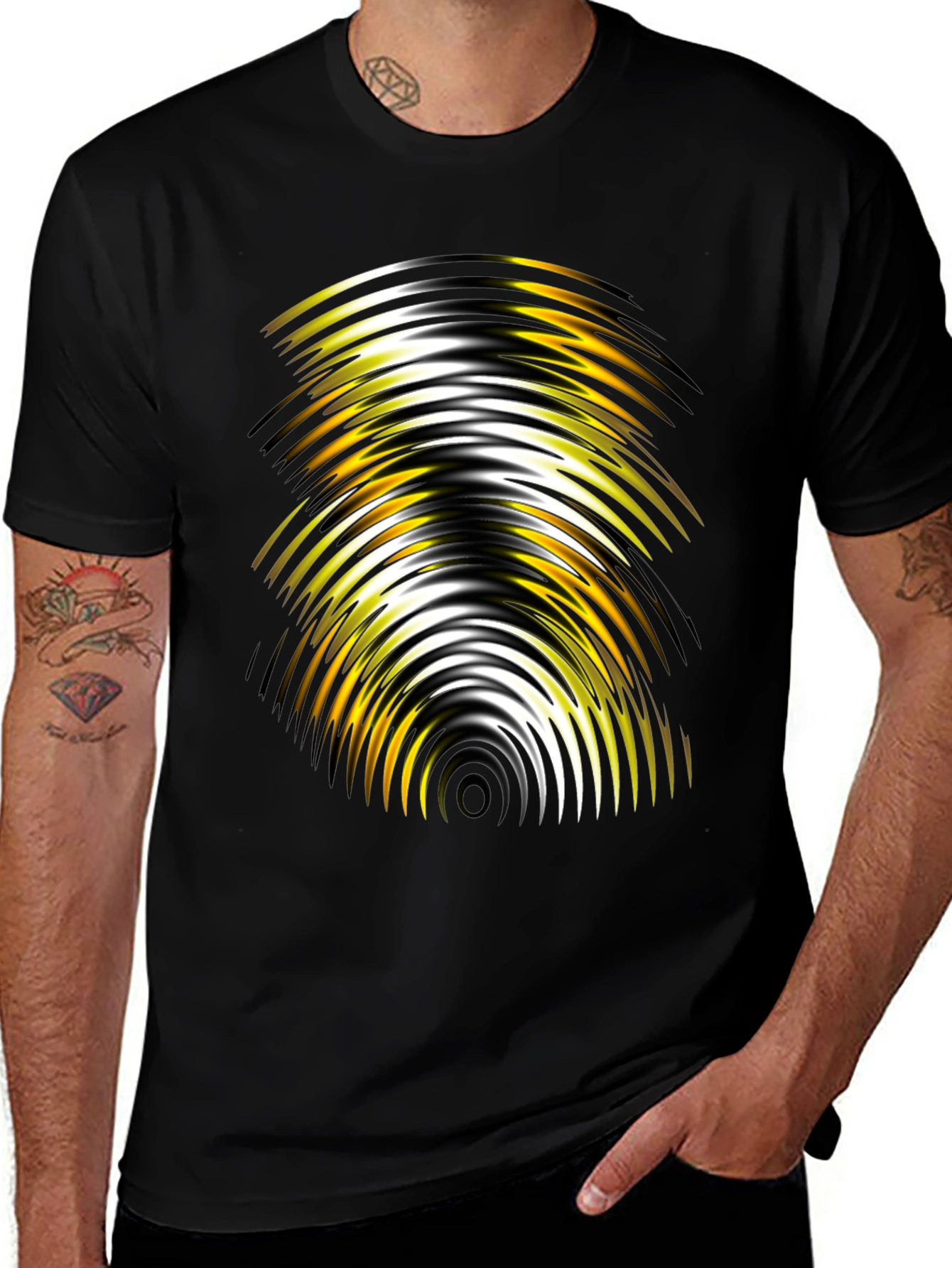 Variant 29 of Abstract Graphic Print Men's Black T-Shirt