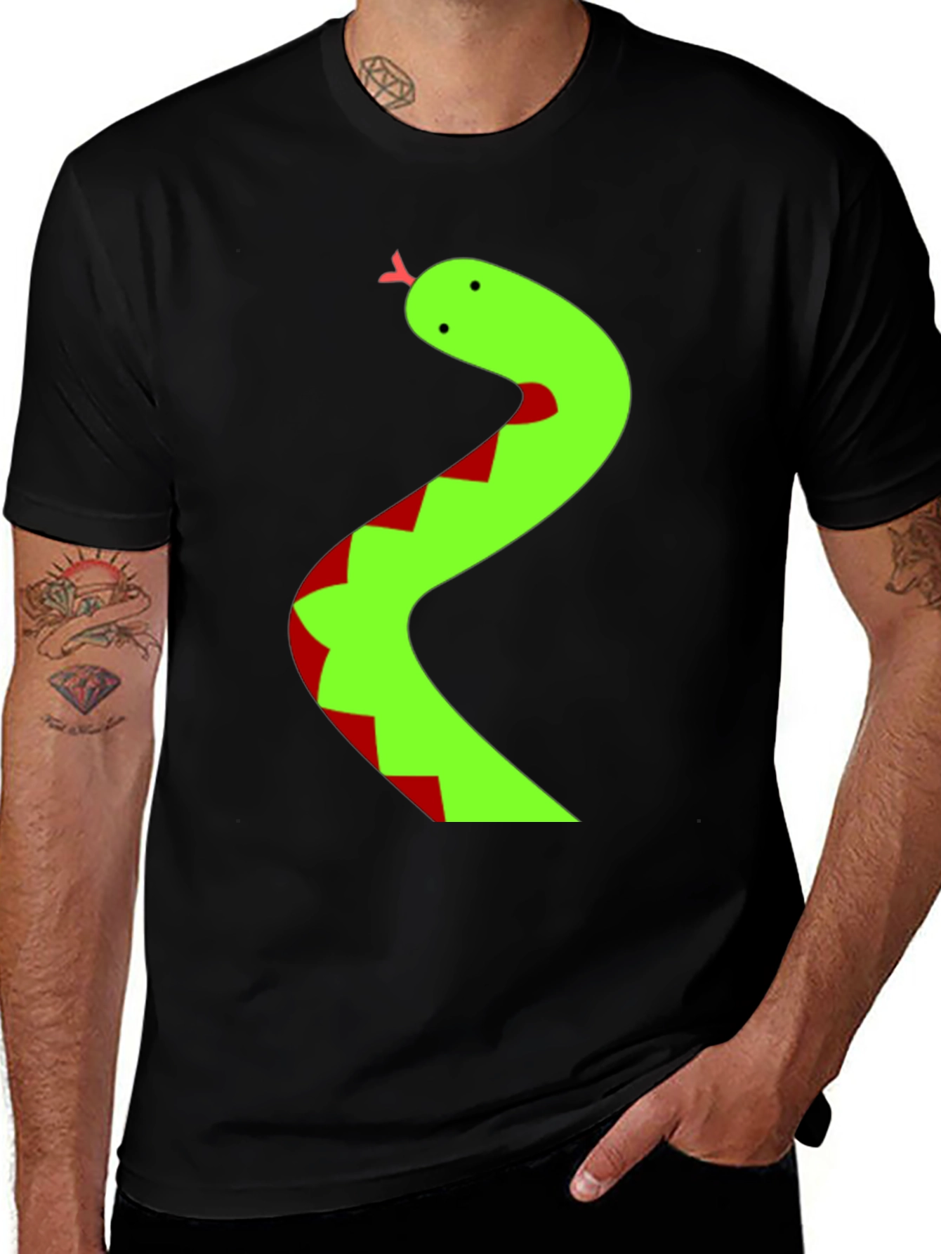 Snake Graphic Tee - Black Cotton Comfort