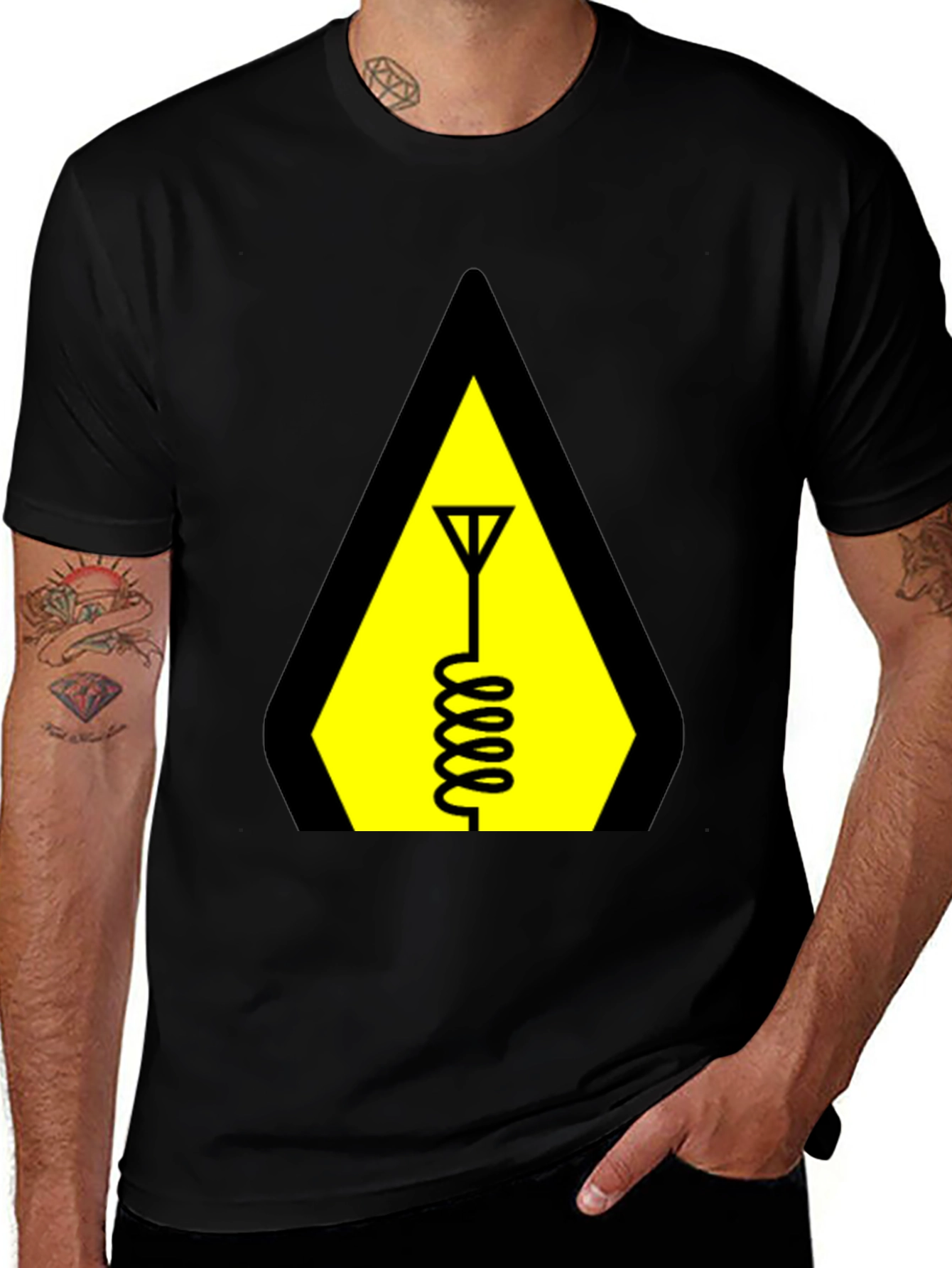 Variant 18 of Caution Wireless T-Shirt - Black