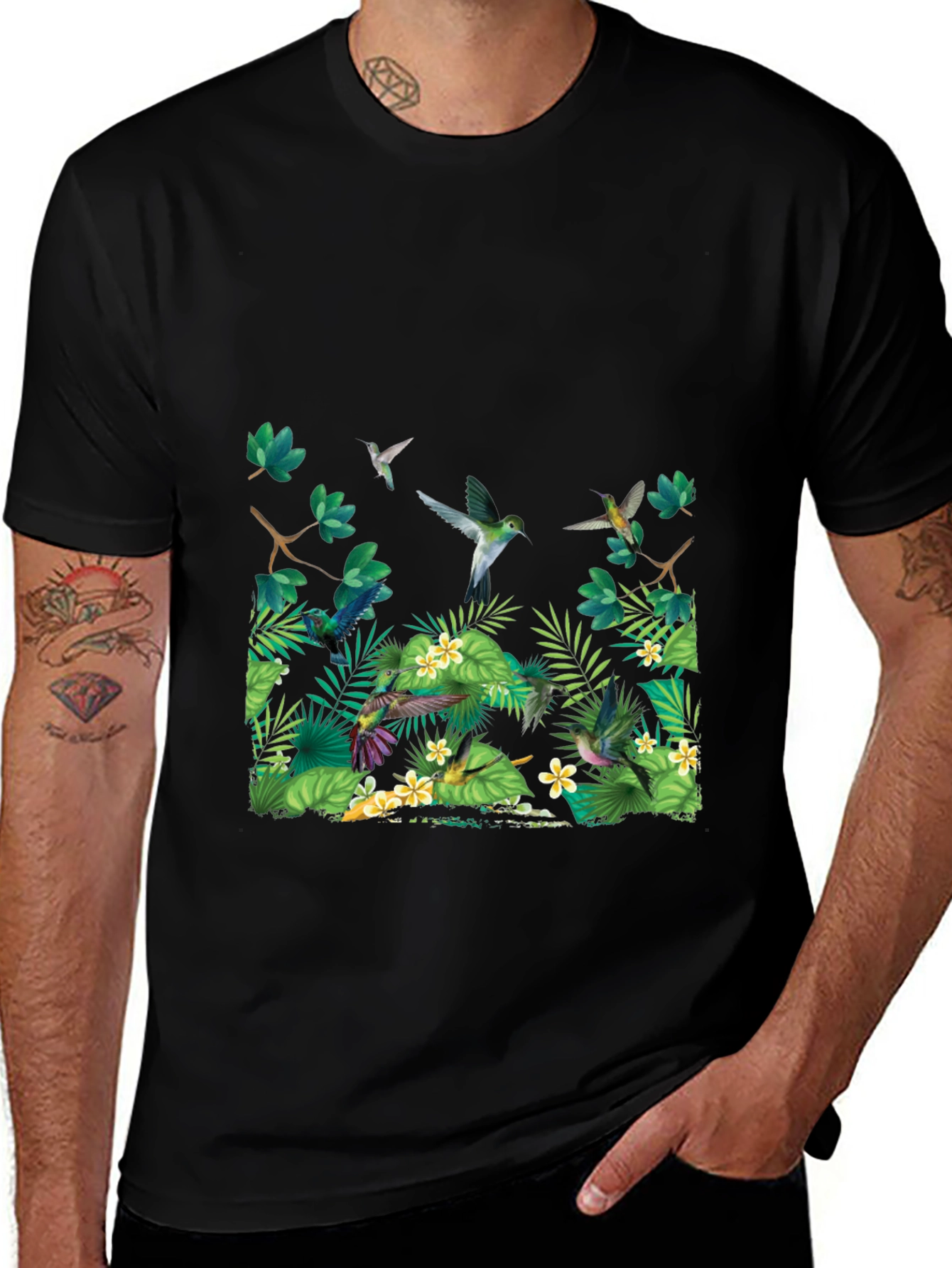 Variant 18 of Hummingbird Floral Print T-Shirt